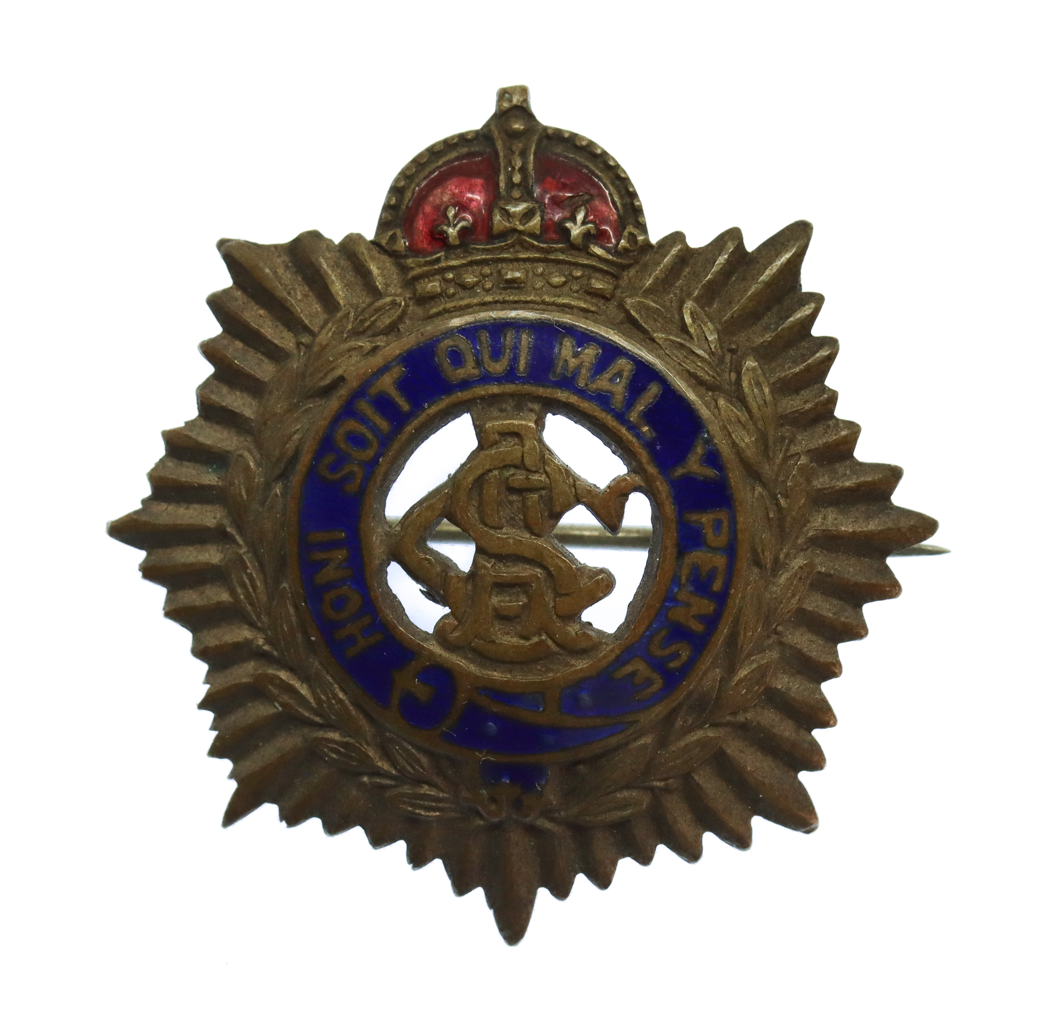 WW1 Army Service Corps (A.S.C.) Brass & Enamel Shield Sweetheart Brooch