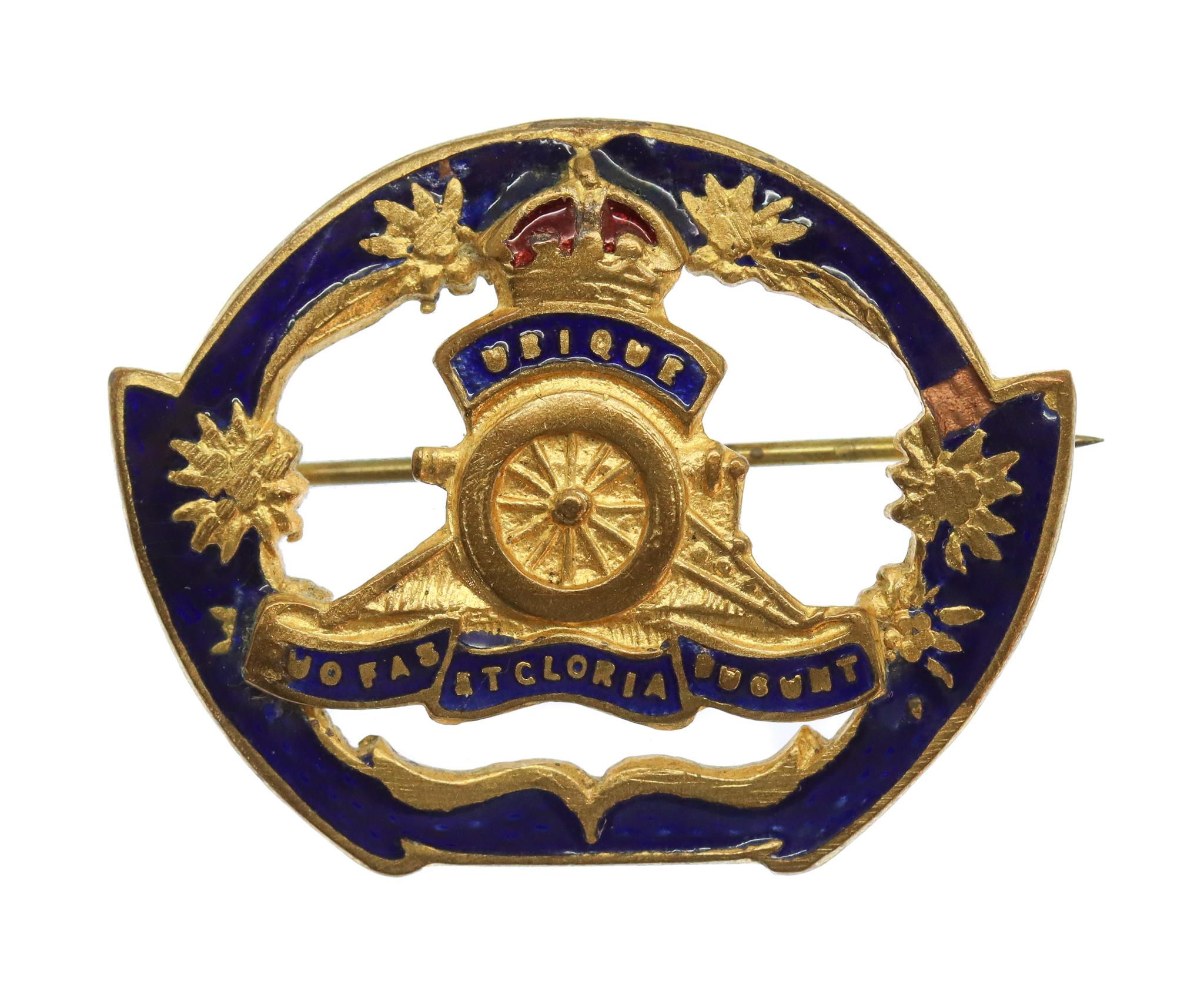 Royal Artillery Enamelled Sweetheart Brooch - King's Crown