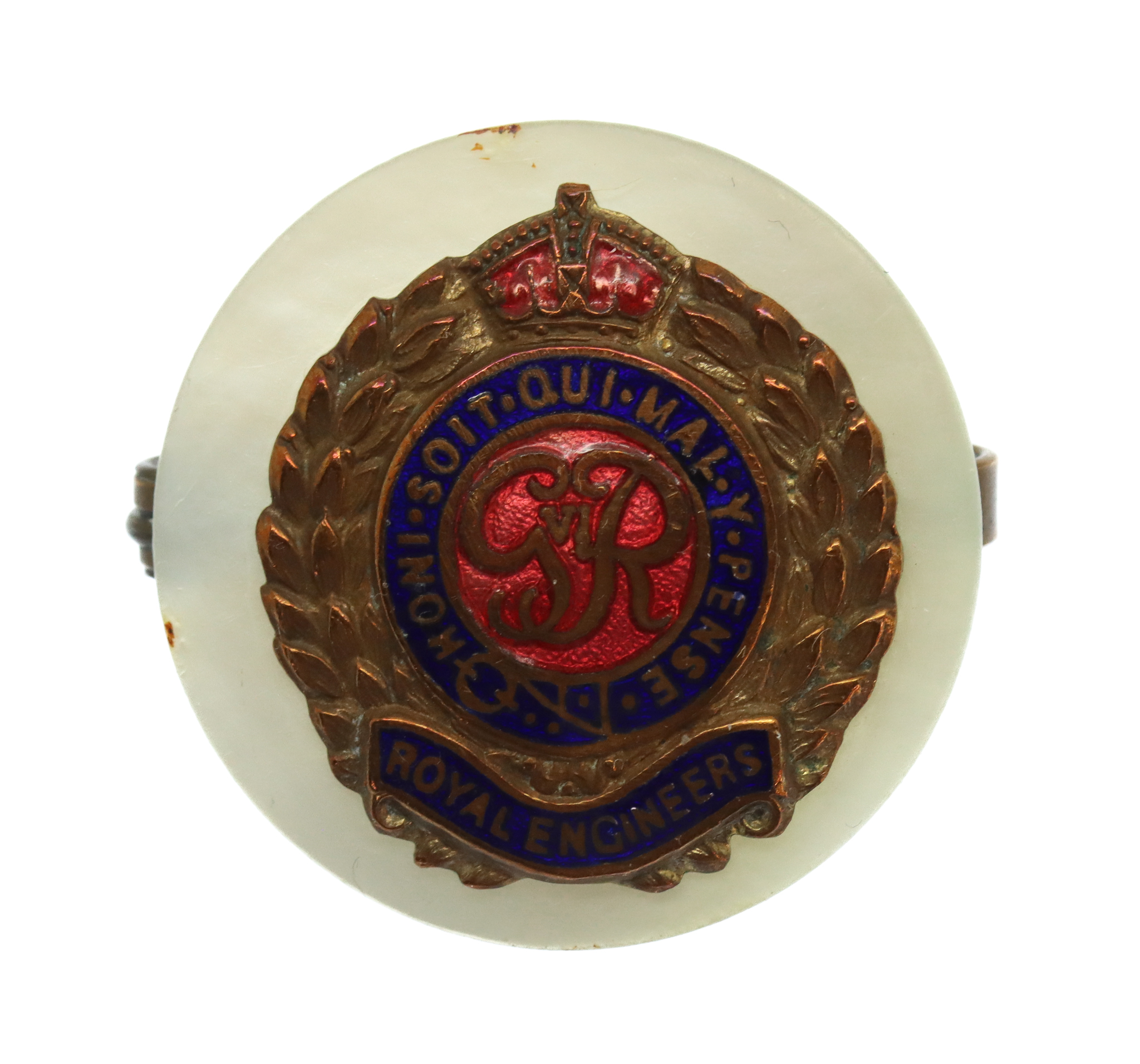 George VI Royal Engineers Mother of Pearl Sweetheart Brooch
