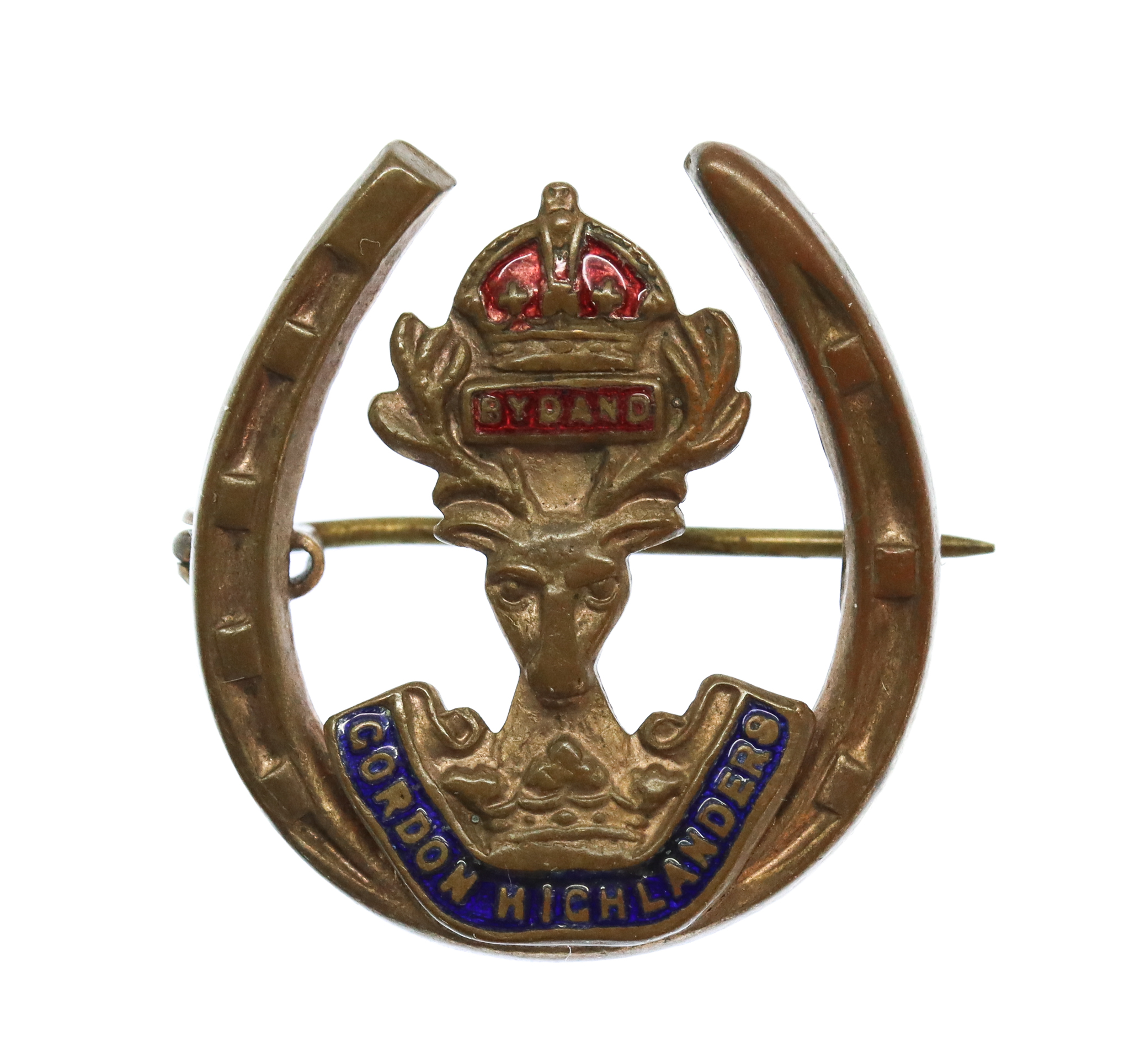 Seaforth Highlanders Brass & Enamel Horseshoe Sweetheart Brooch