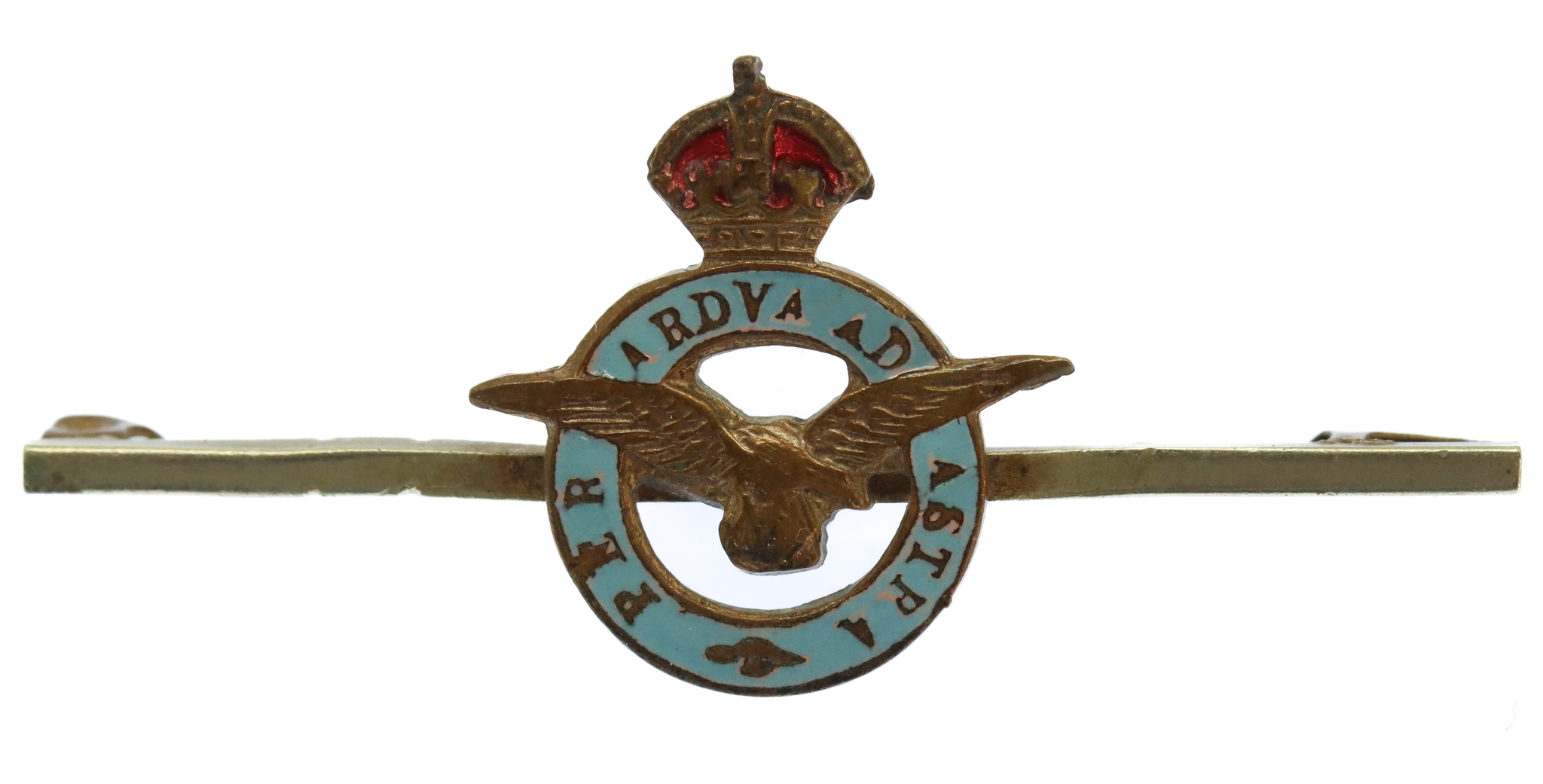 Royal Air Force (R.A.F.) Brass & Enamel Sweetheart Brooch - King's Crown