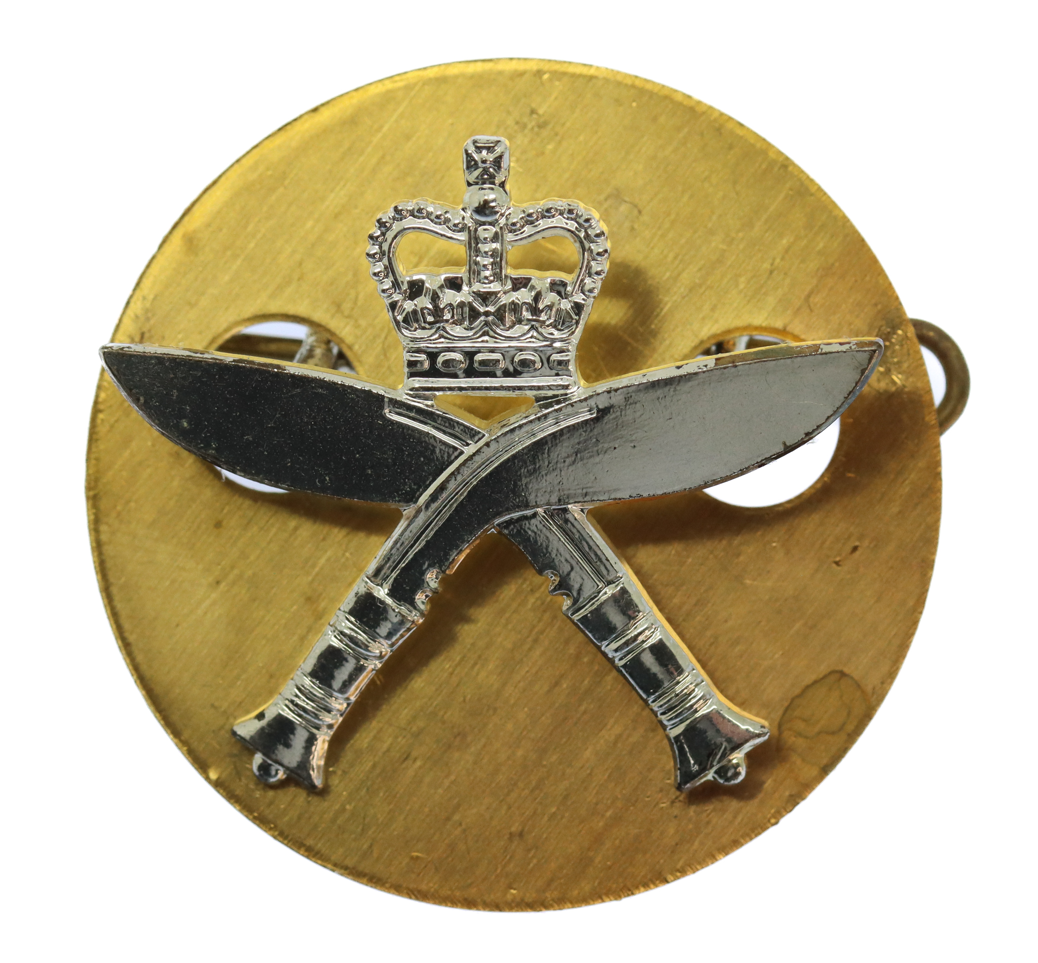 Royal Gurkha Rifles Chrome Cap Badge - Queen's Crown