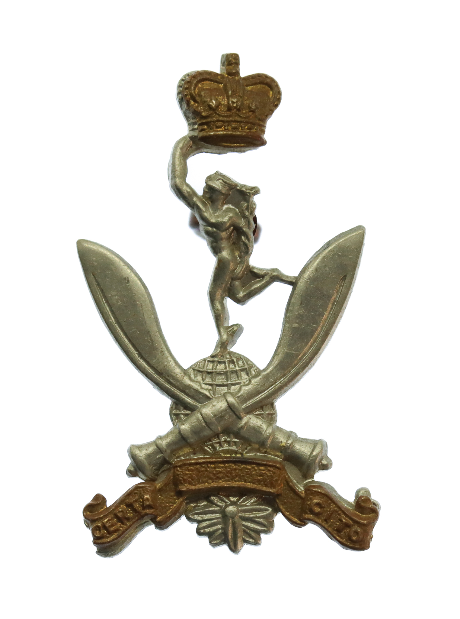 The Queen's Gurkha Signals Bi-Metal Cap Badge - Queen's Crown
