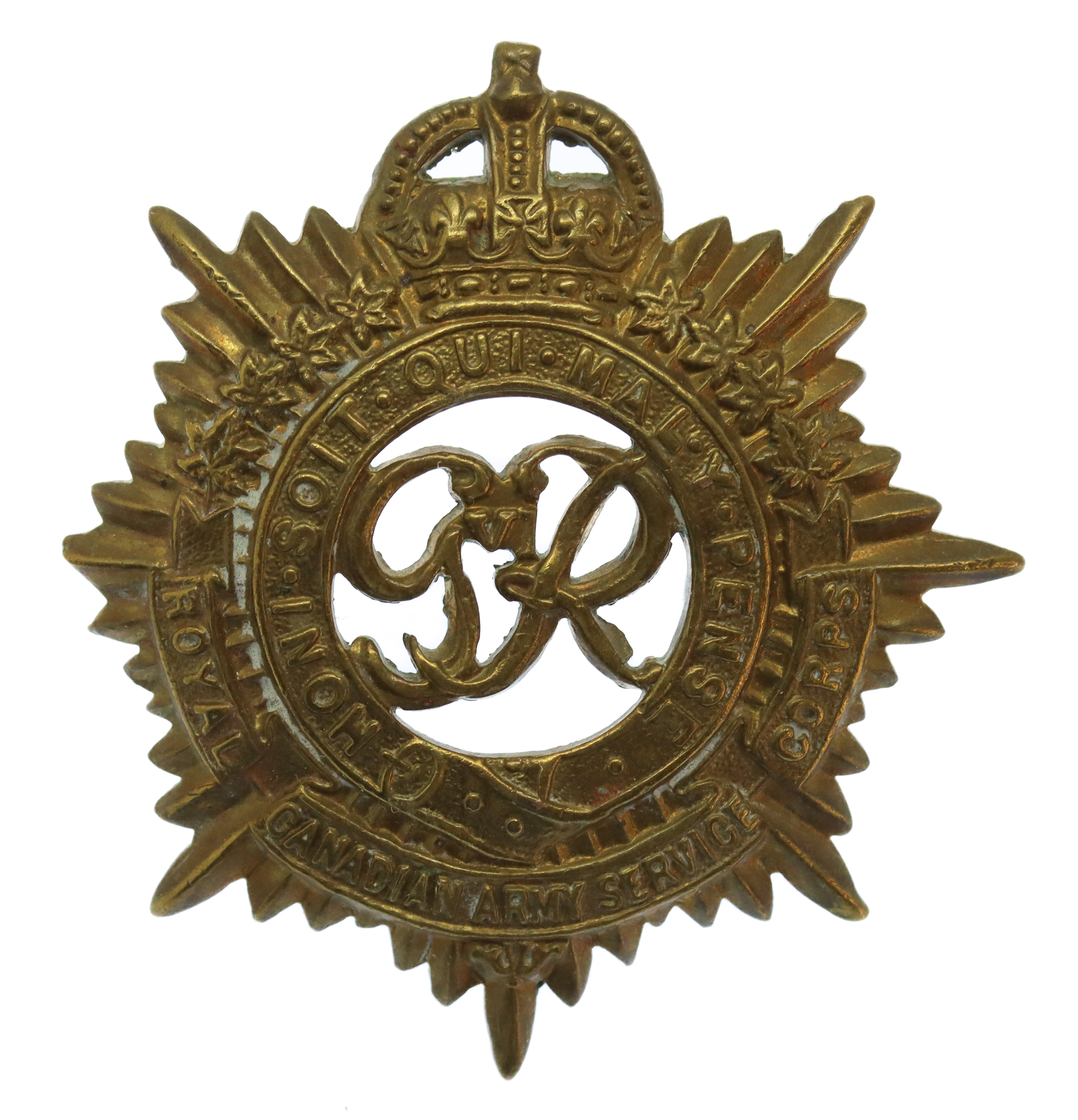 George VI Royal Canadian Army Service Corps Cap Badge