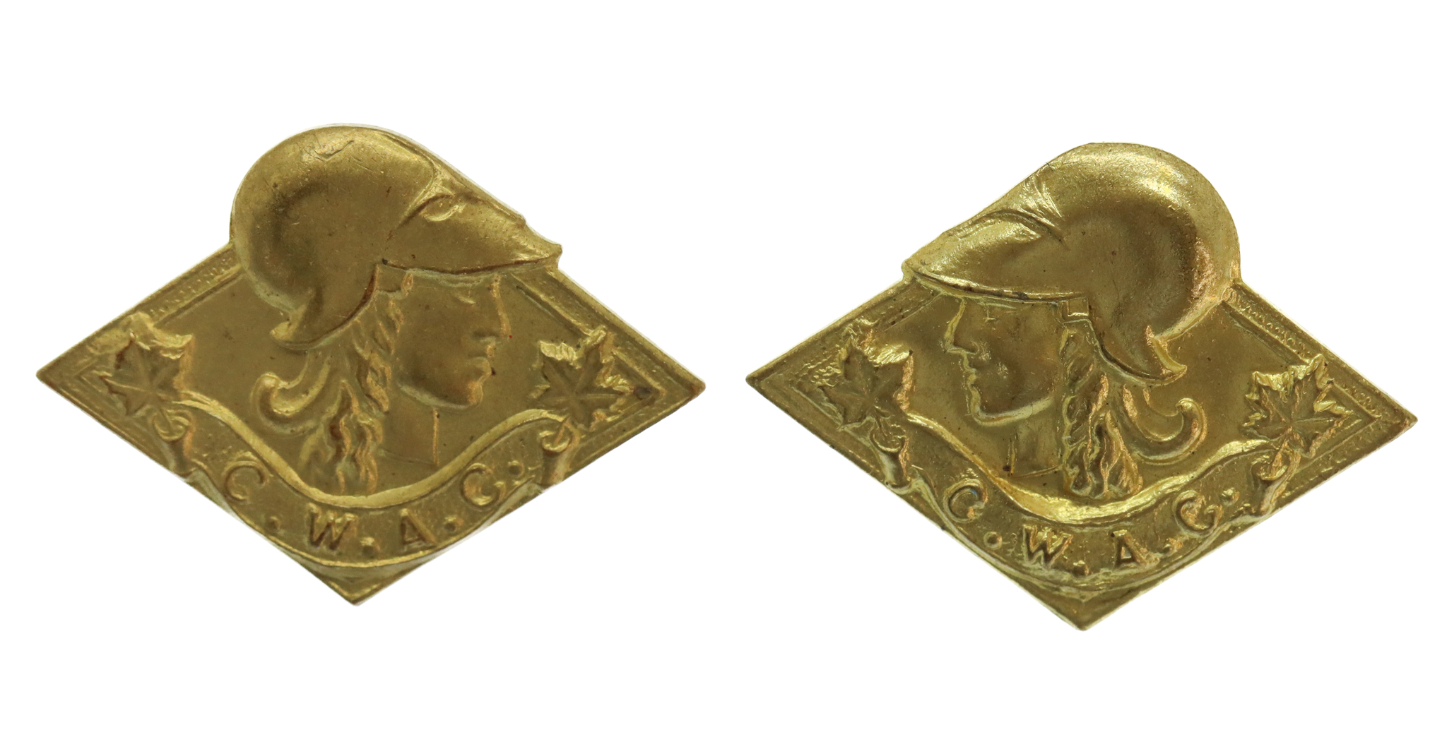 Pair of Canadian Women's Army Corps (C.W.A.C.) Collar Badges