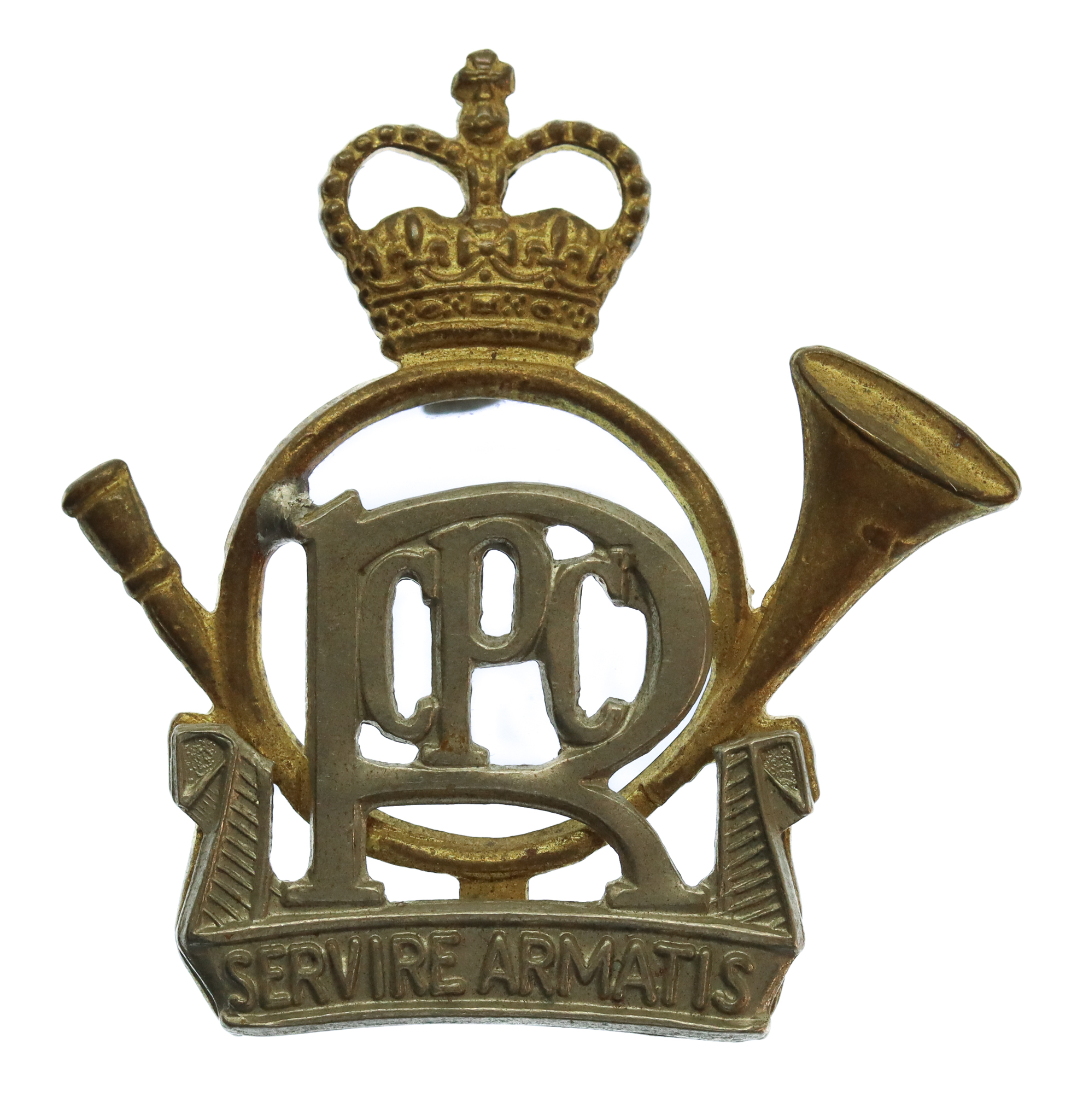 Royal Canadian Postal Corps Bi-Metal Collar Badge - Queen's Crown