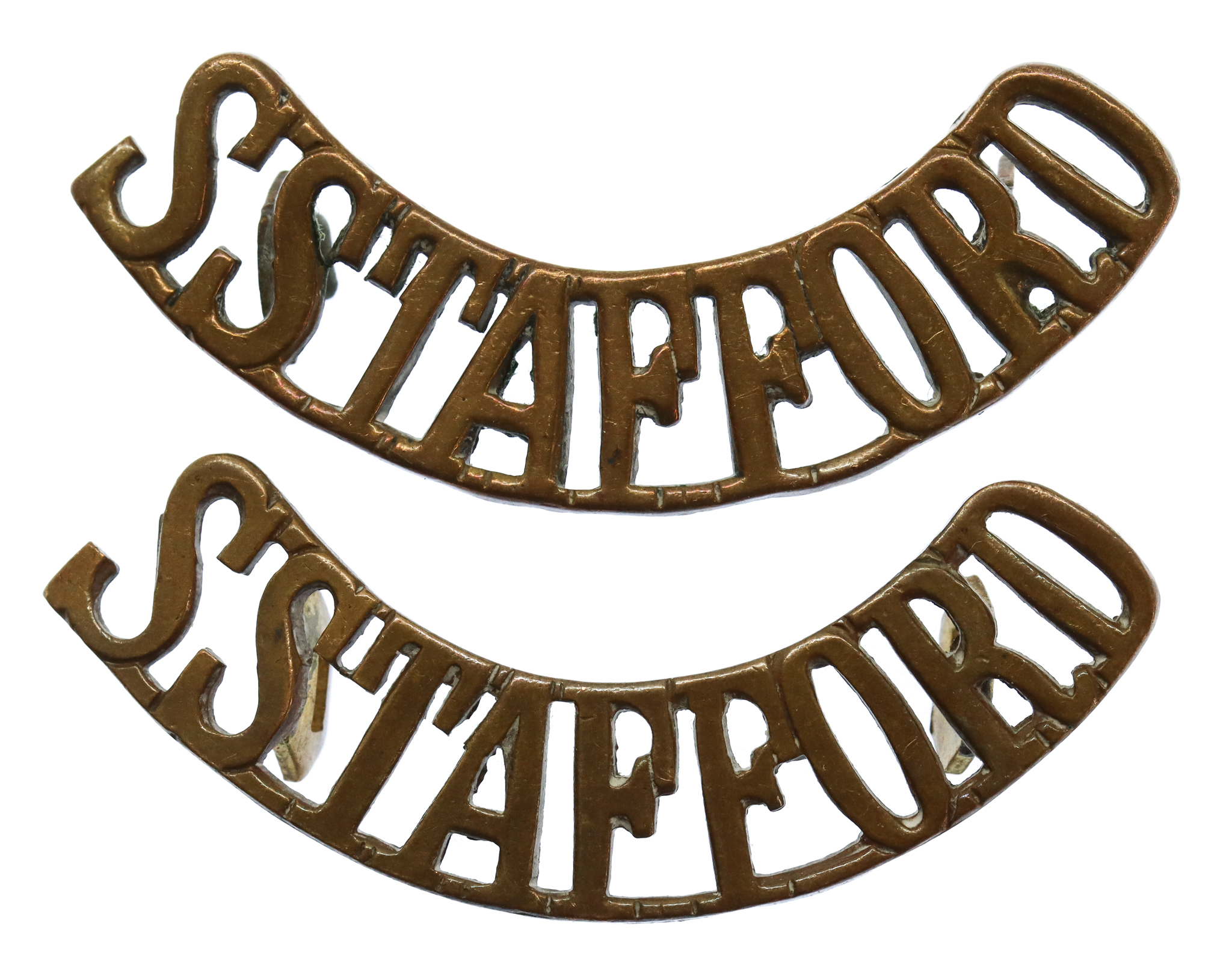 Pair of South Staffordshire Regiment (S.STAFFORD) Shoulder Titles