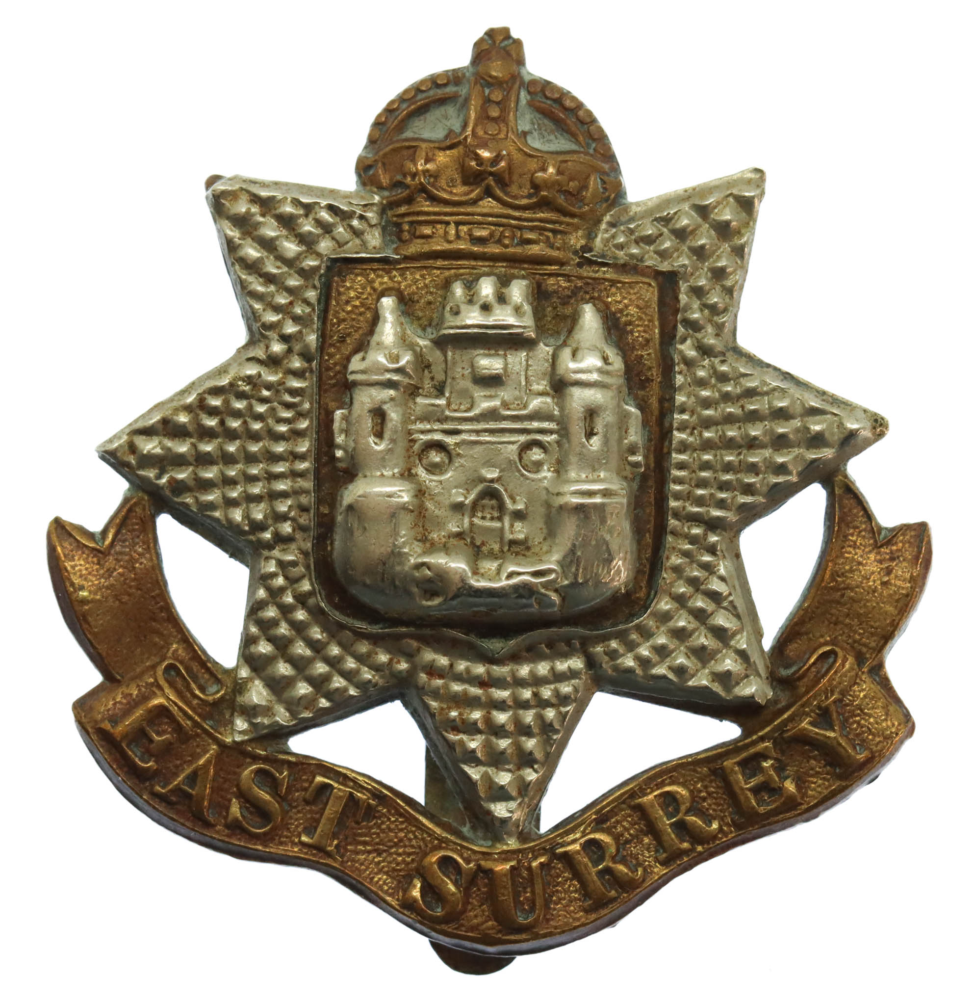 East Surrey Regiment Cap Badge - King's Crown