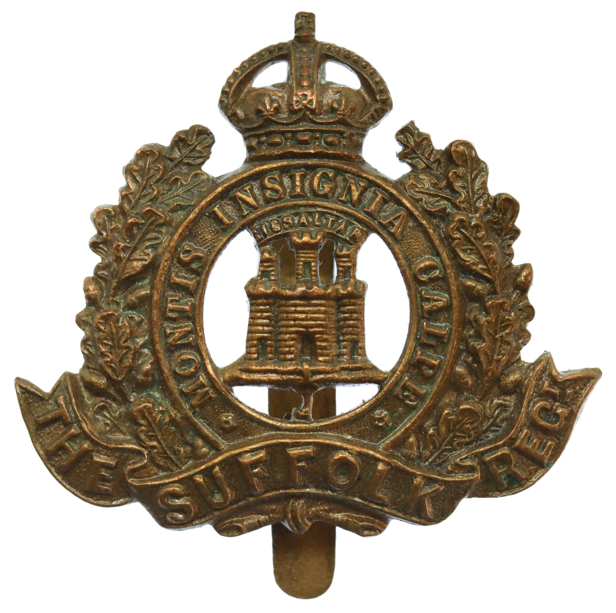 Suffolk Regiment WW1 All Brass Economy Cap Badge