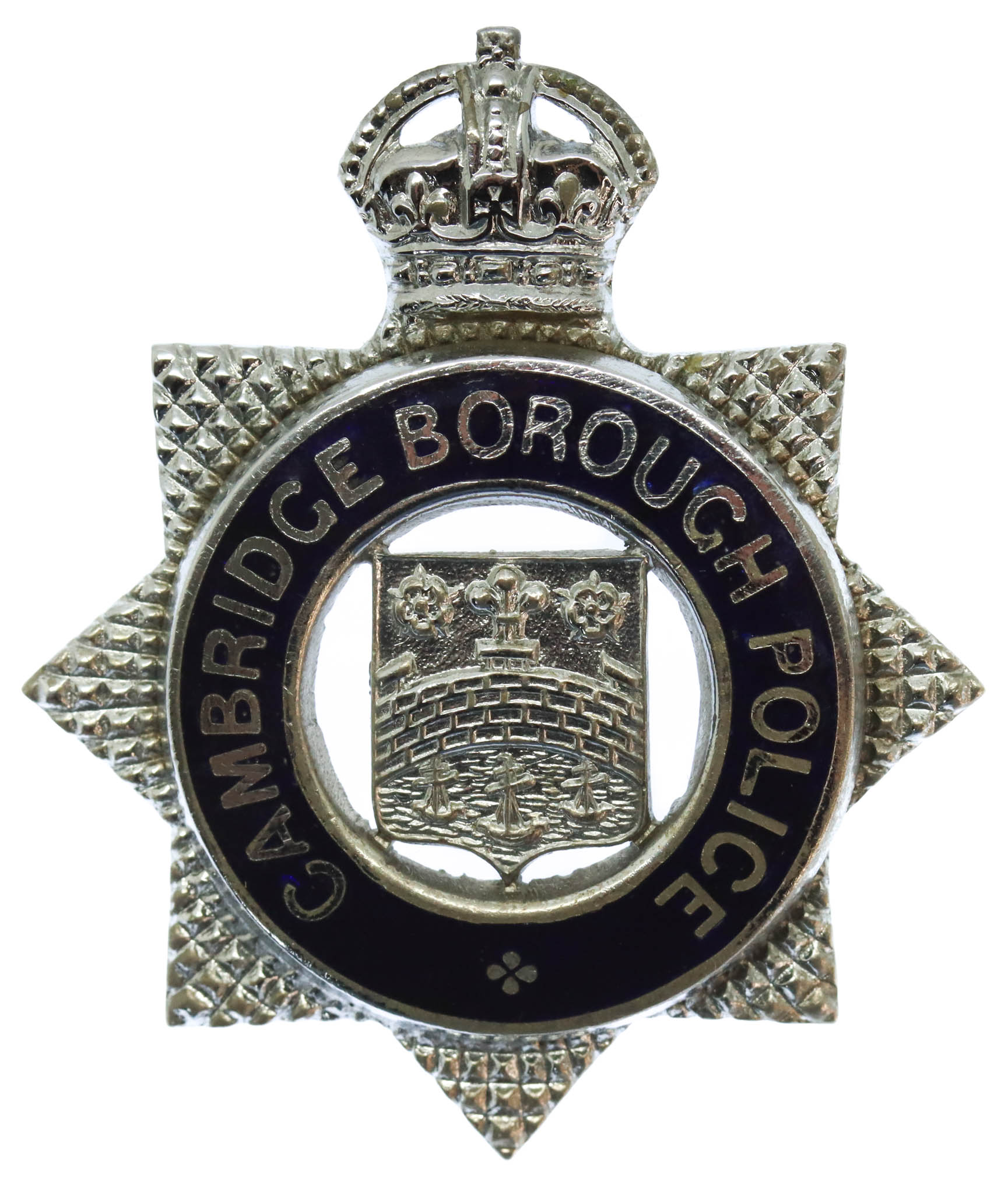 Cambridge Borough Police Senior Officer's Enamelled Cap Badge - King's Crown