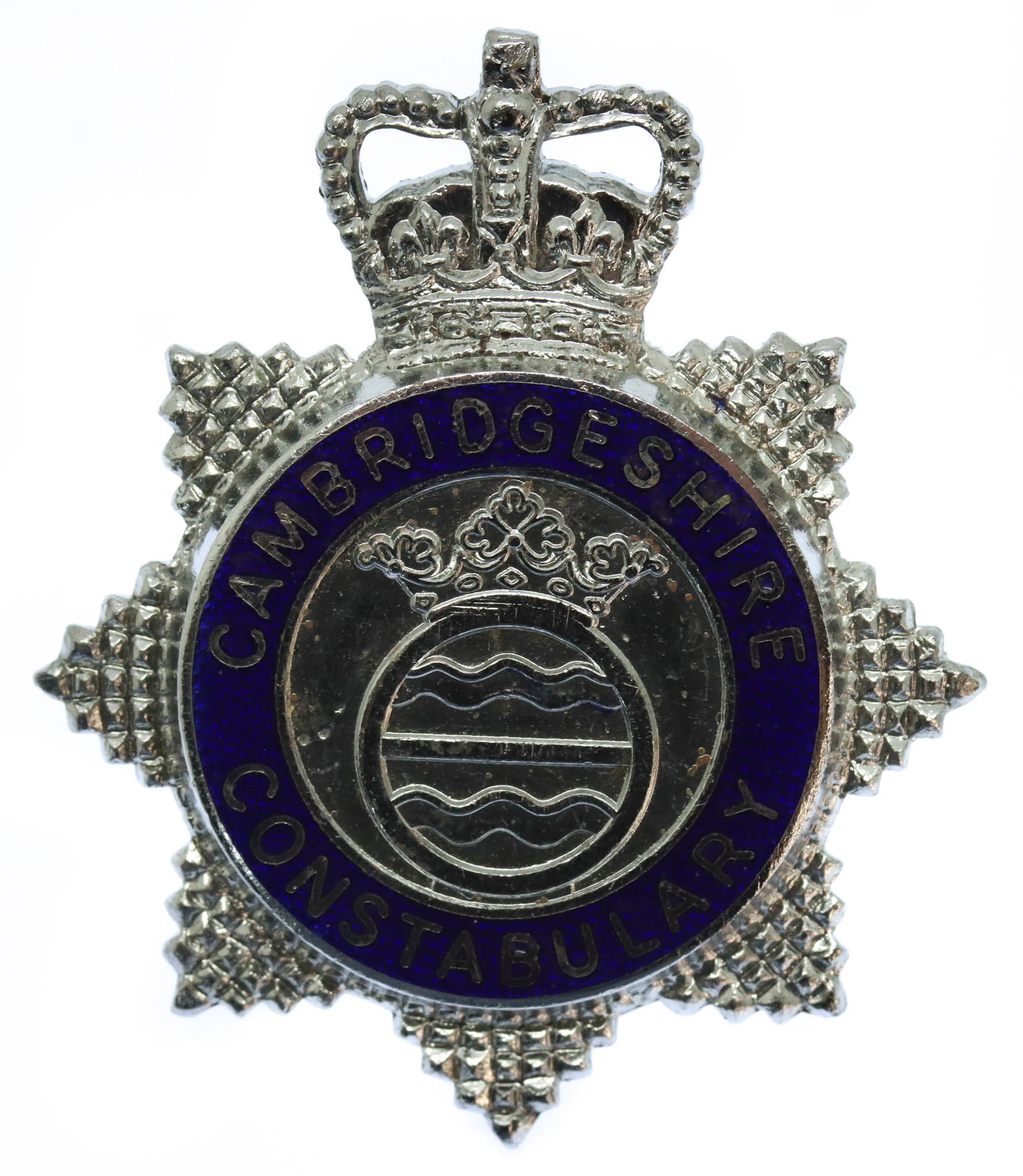 Cambridgeshire Constabulary Senior Officer's Enamelled Cap Badge - Queen's Crown
