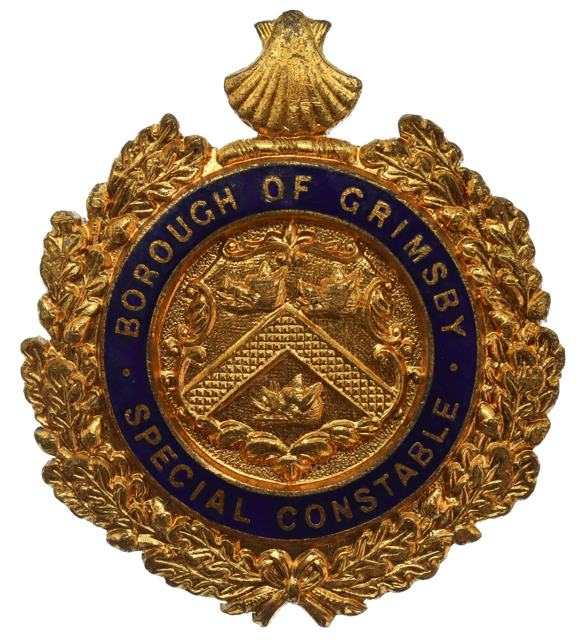 Borough of Grimsby Special Constable Gilding Metal & Enamel Cap Badge