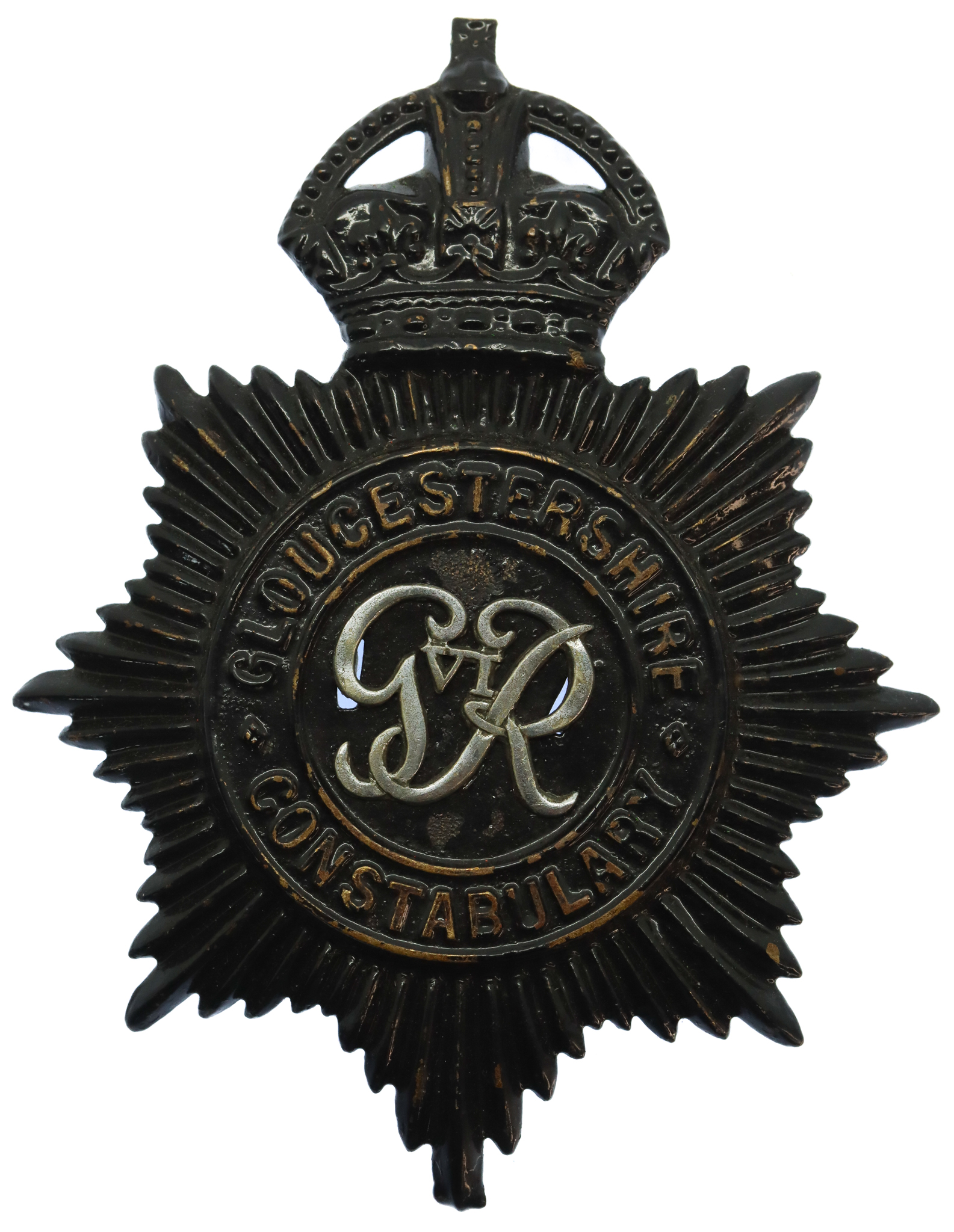 George VI Gloucestershire Constabulary Black Helmet Plate 
