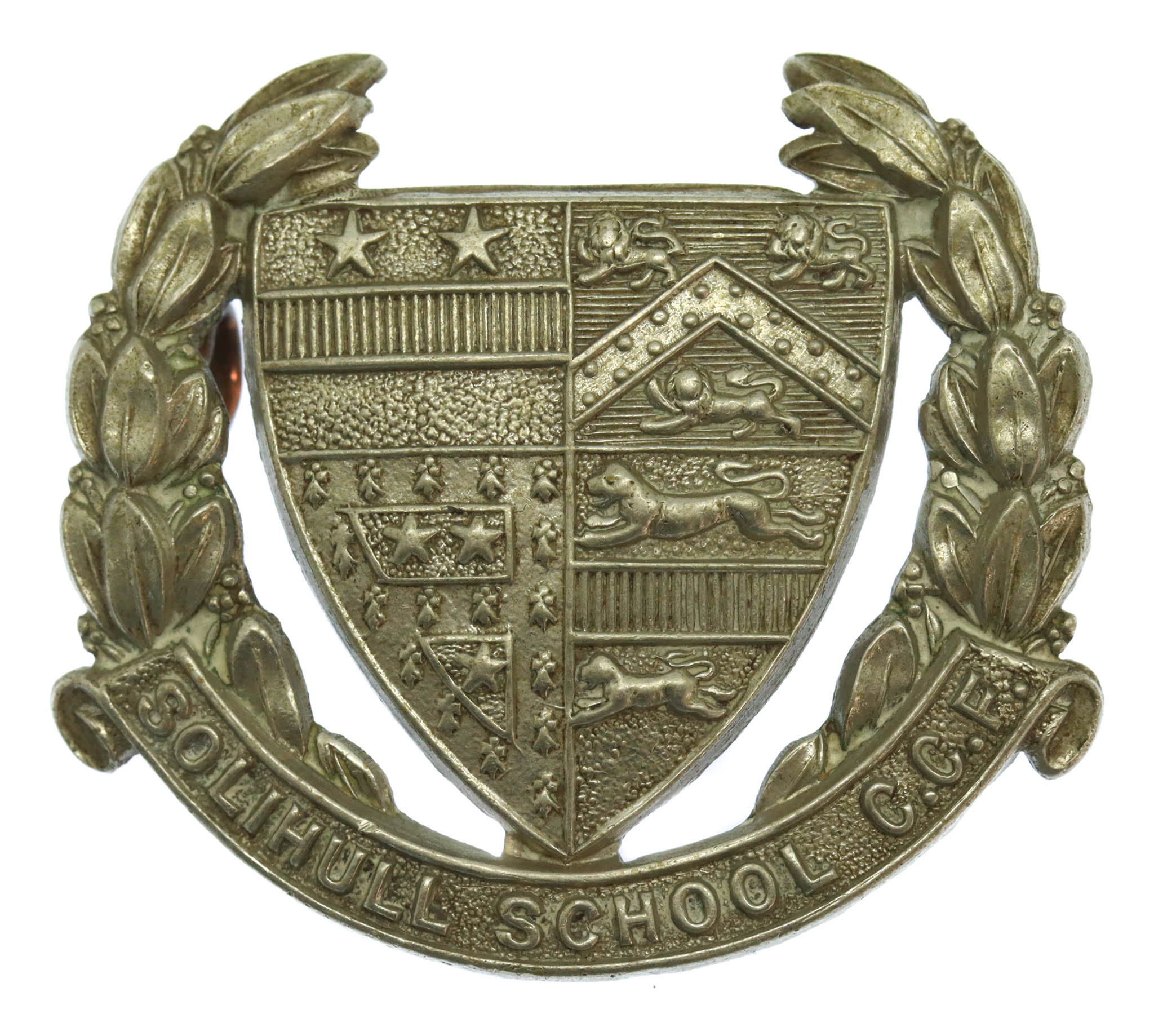 Solihull School C.C.F. White Metal Cap Badge