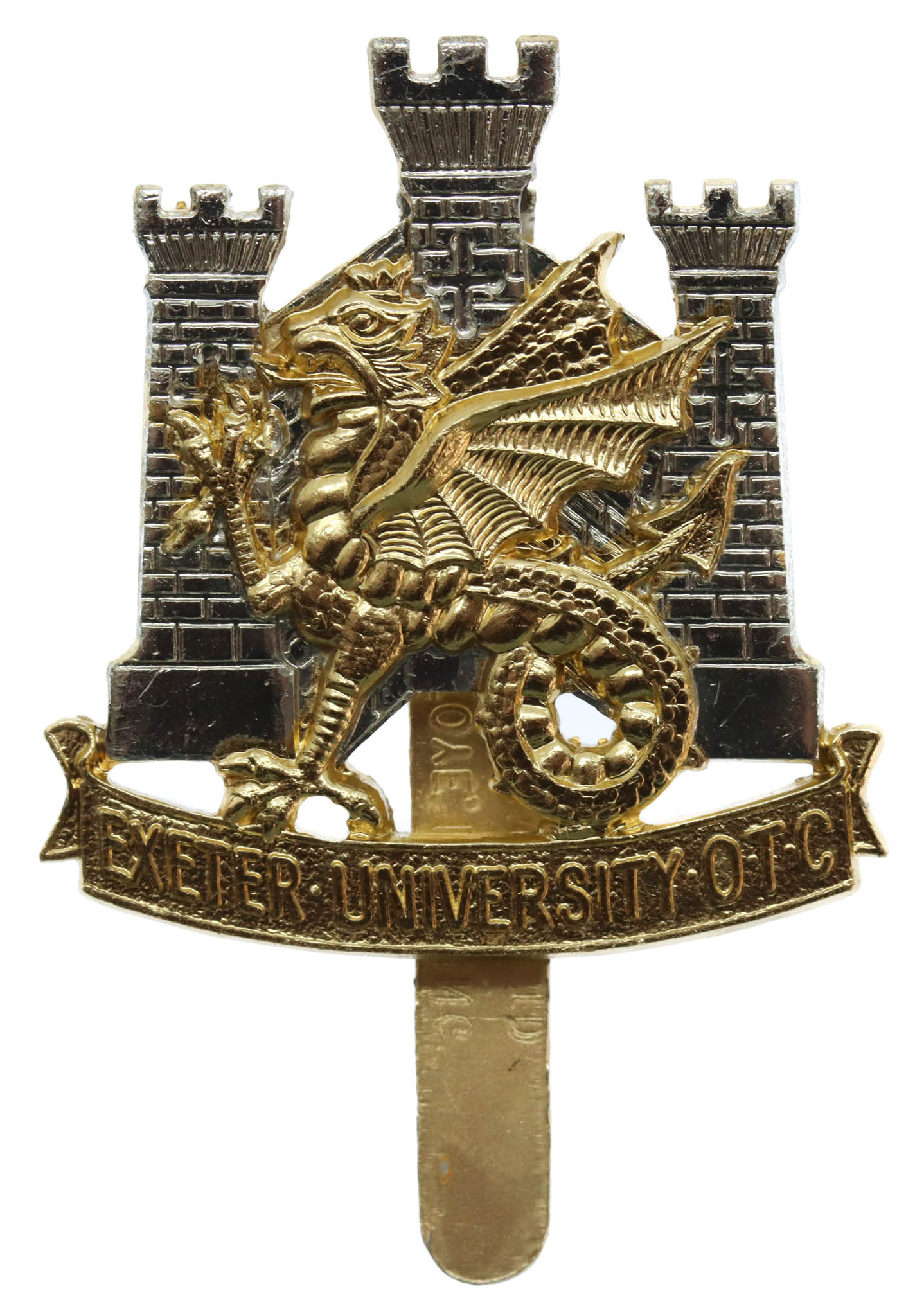 Exeter University O.T.C. Anodised (Staybrite) Cap Badge