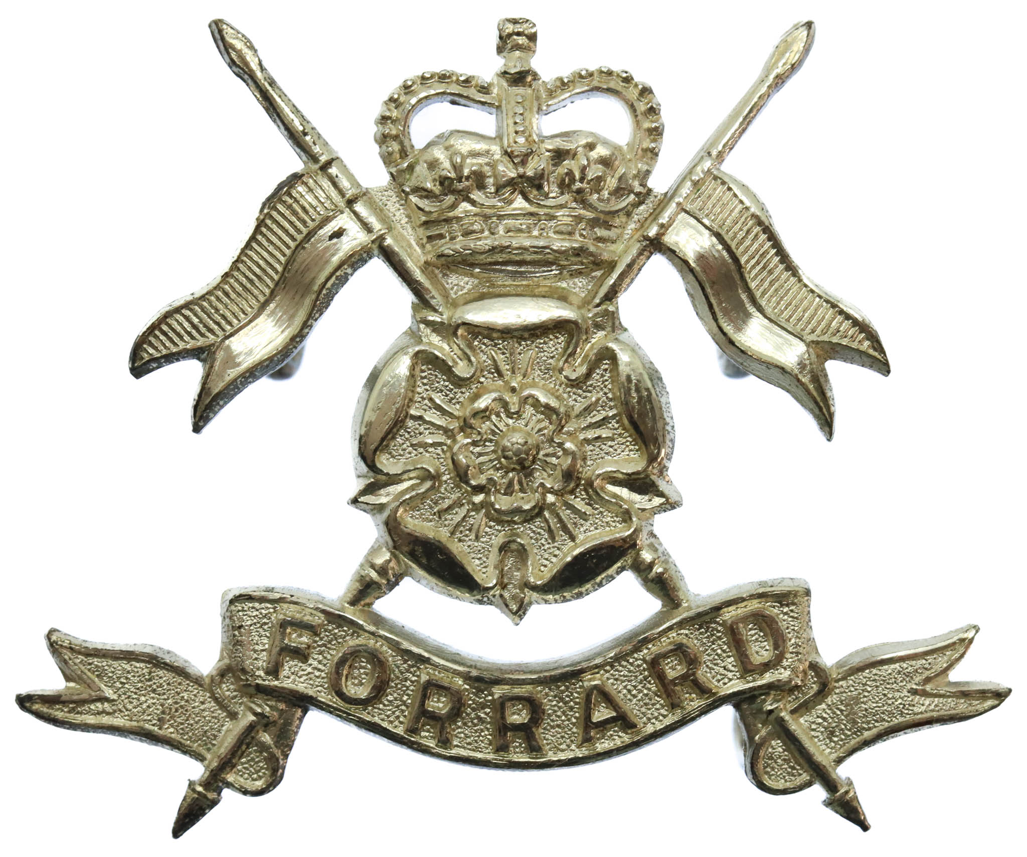 Queen's Own Yorkshire Yeomanry Officer's Silvered Cap Badge
