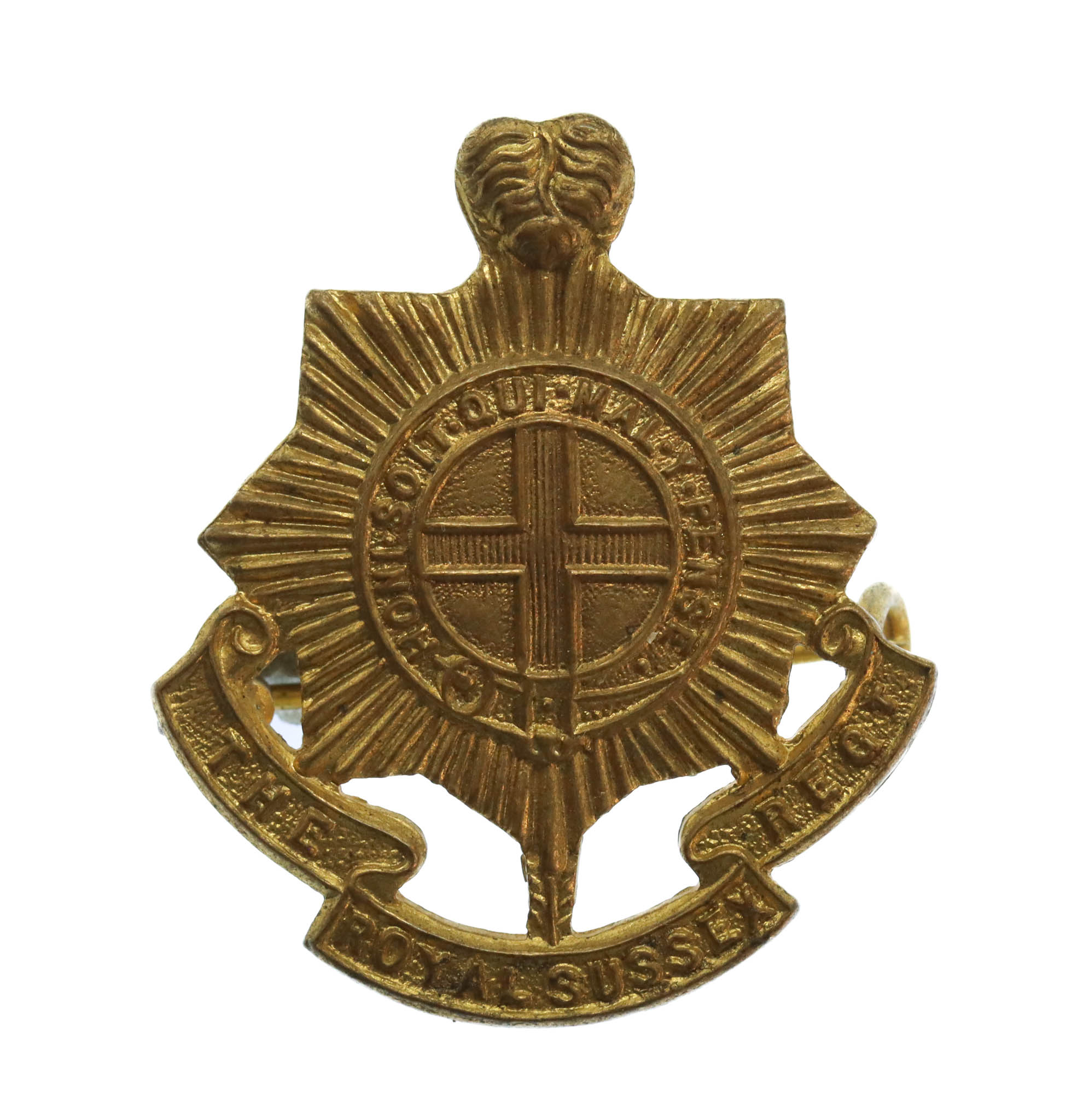 Royal Sussex Regiment Brass Sweetheart Brooch