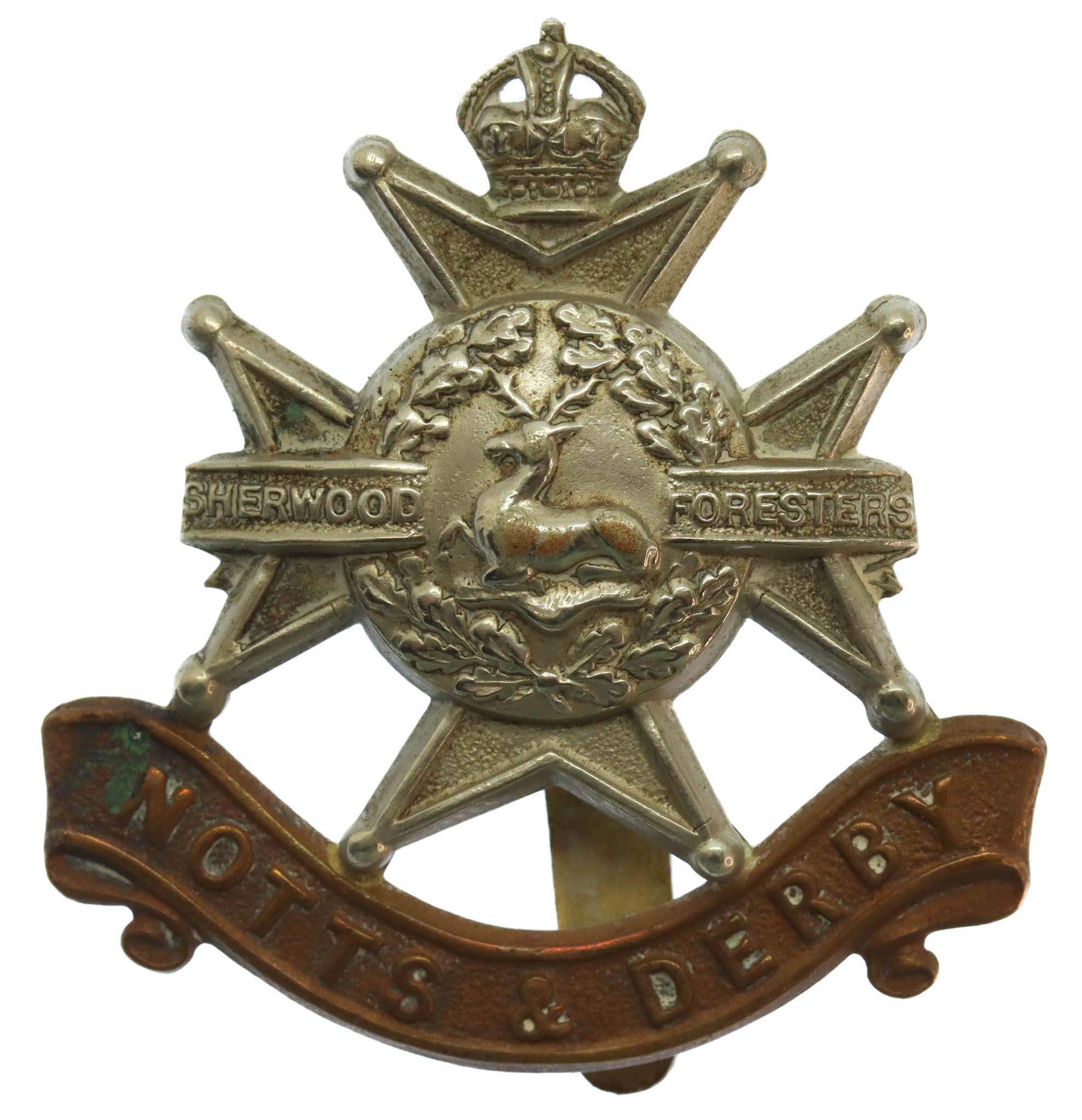 Notts & Derby Regiment (Sherwood Foresters) Cap Badge - King's Crown