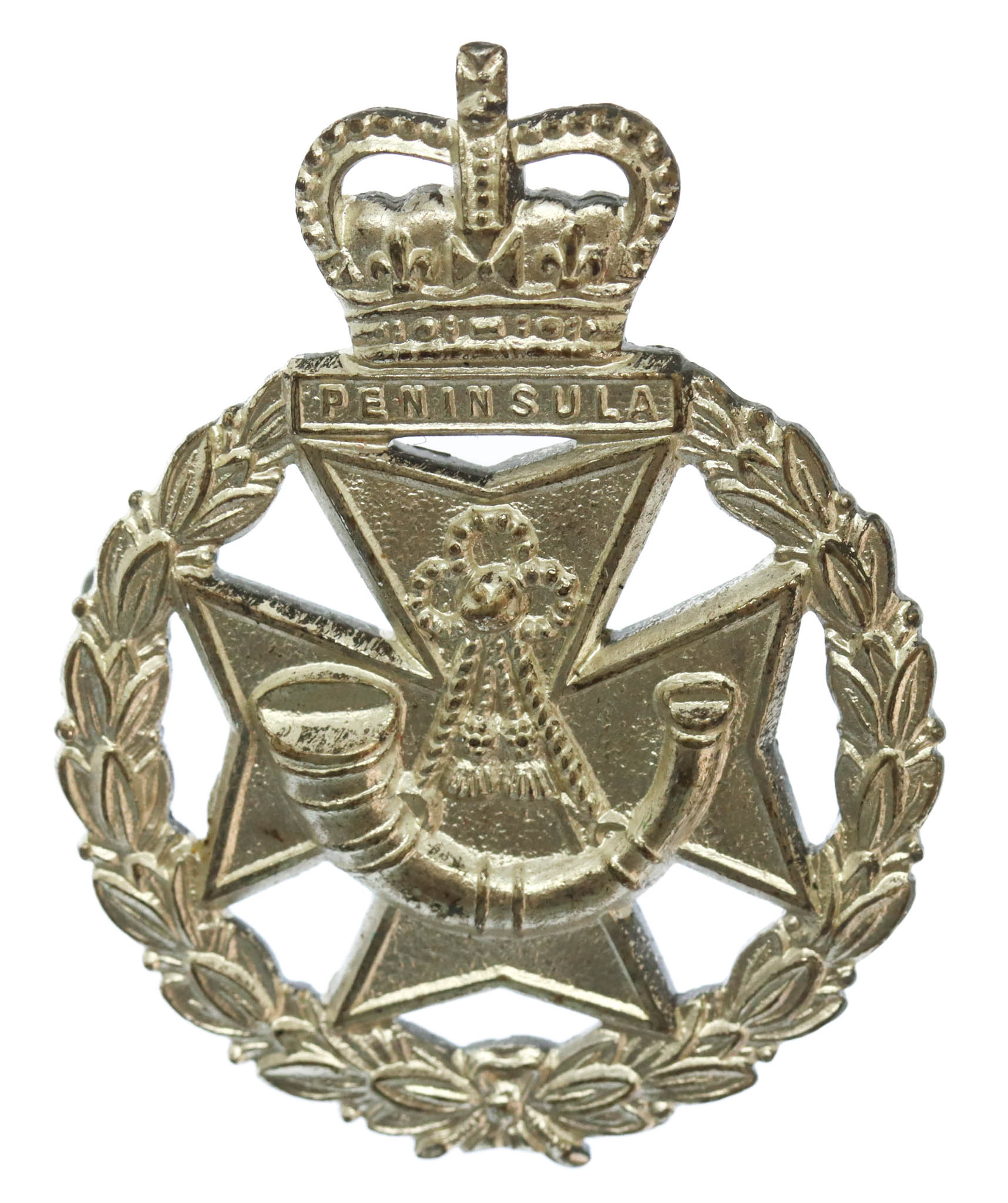Green Jackets Brigade Officer's Silvered Cap Badge