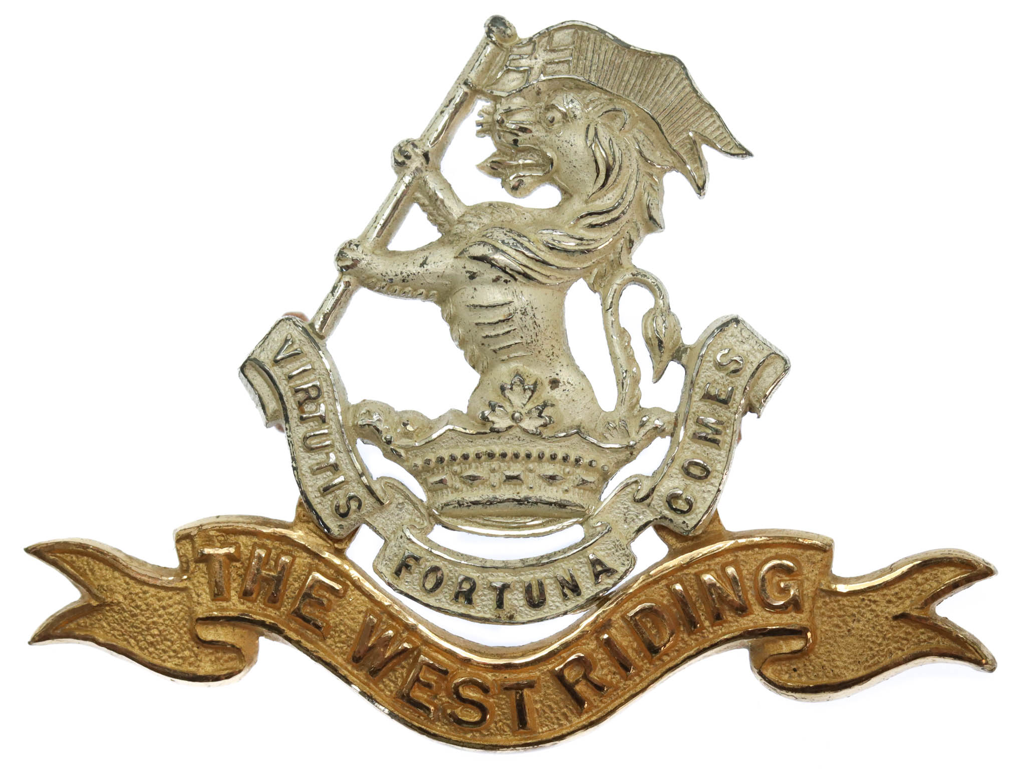 West Riding Regiment (Duke of Wellington's) Officer's Silver & Gilt Cap Badge