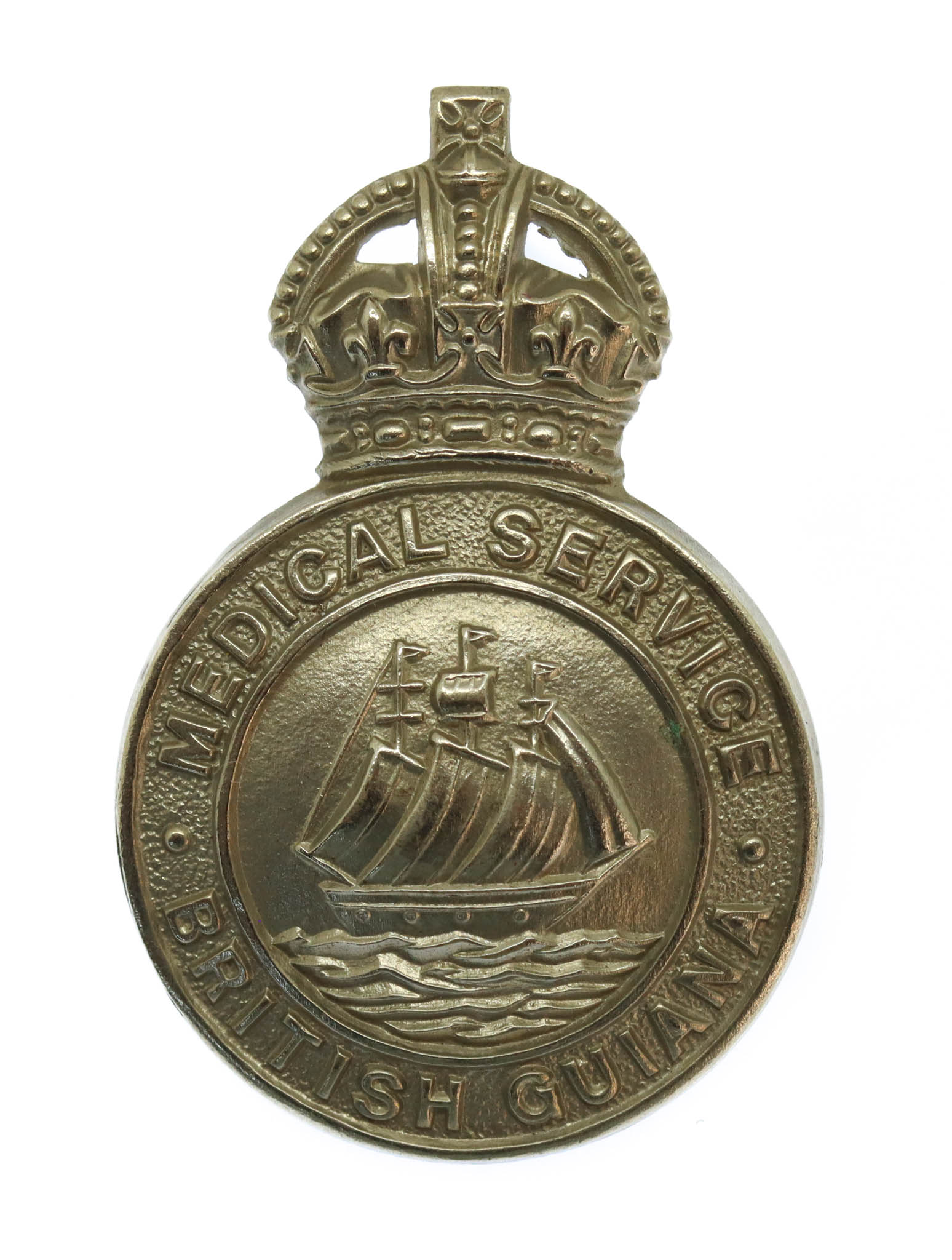 British Guiana Medical Service Cap Badge - King's Crown