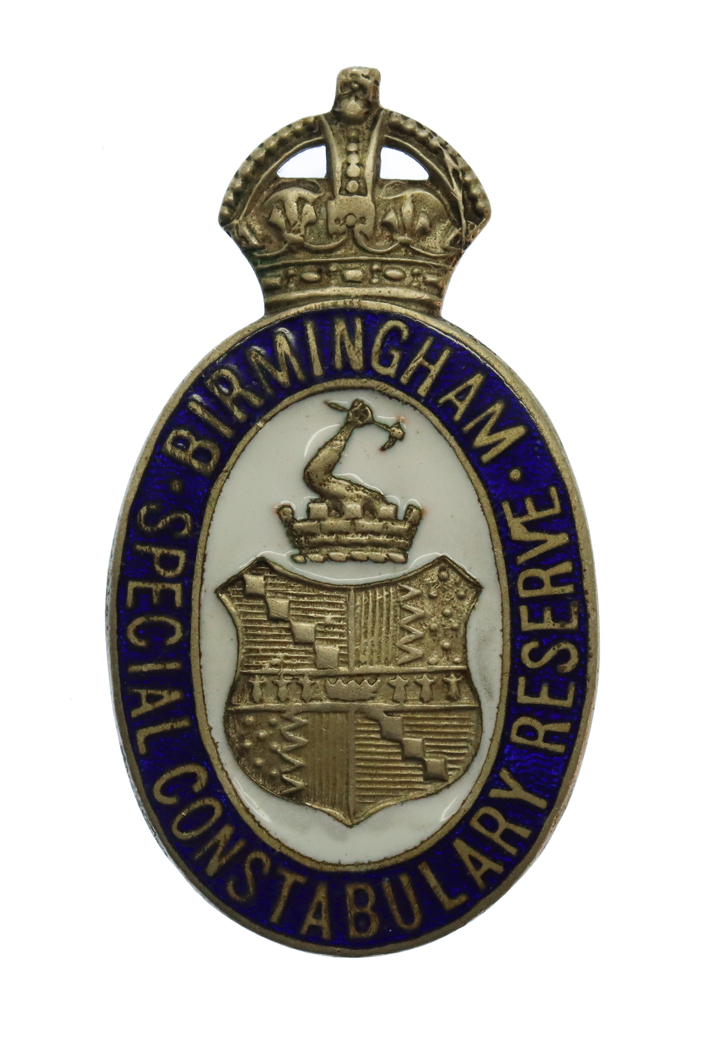 Birmingham Special Constabulary Reserve Enamelled Lapel Badge - King's Crown