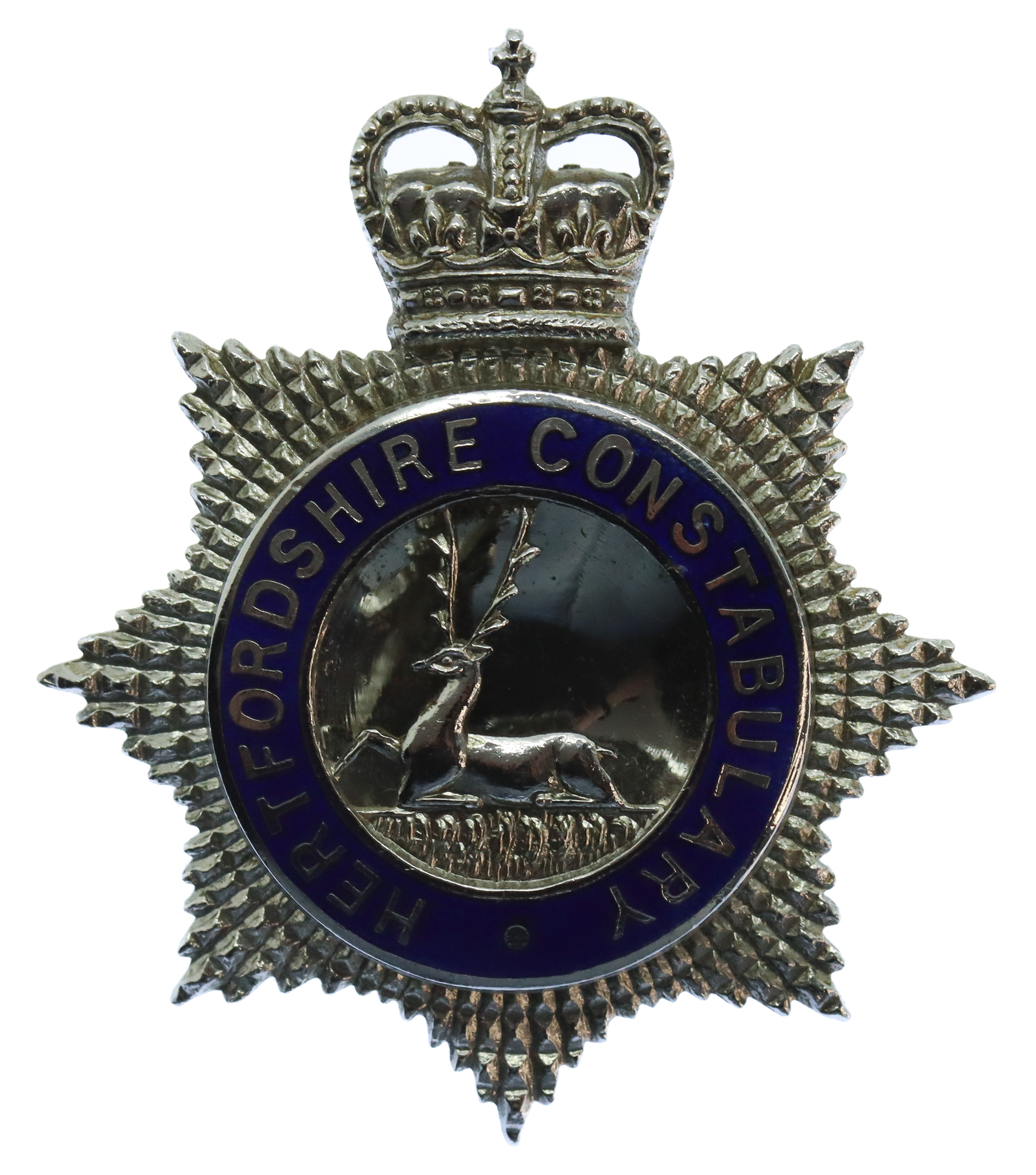 Hertfordshire Constabulary Senior Officer's Enamelled Cap Badge - Queen's Crown