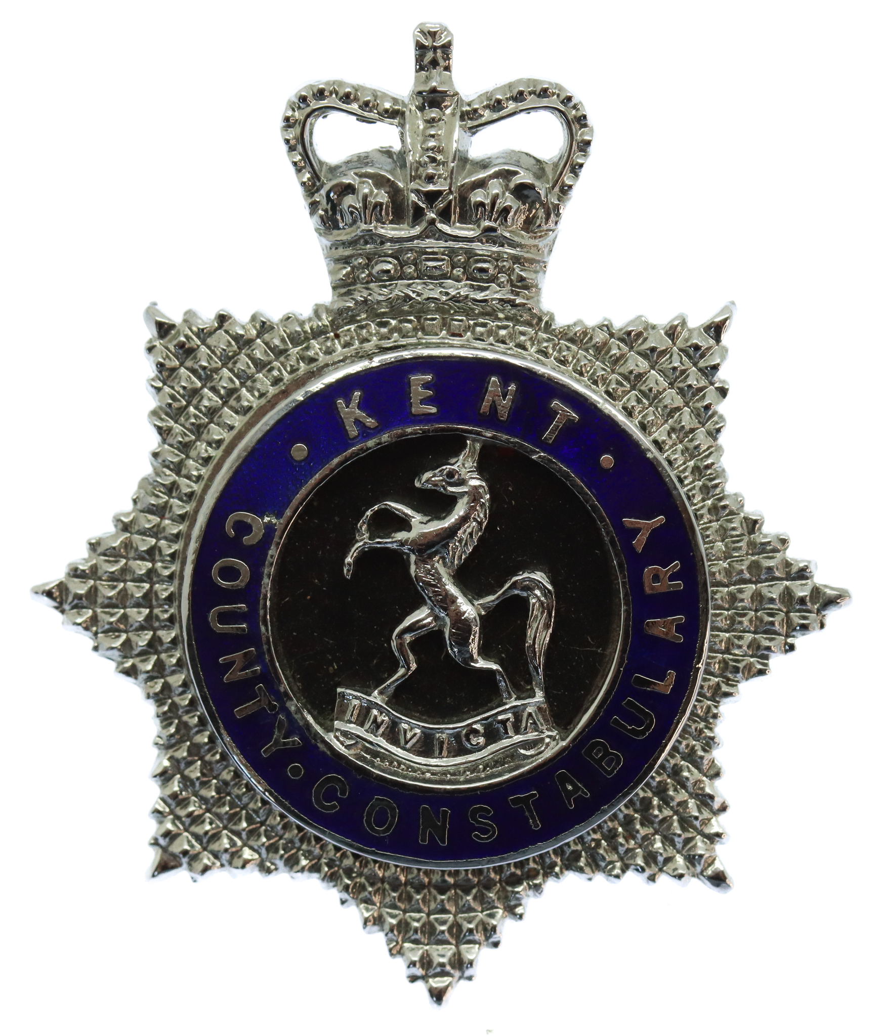 Kent County Constabulary Senior Officer's Enamelled Cap Badge - Queen's Crown