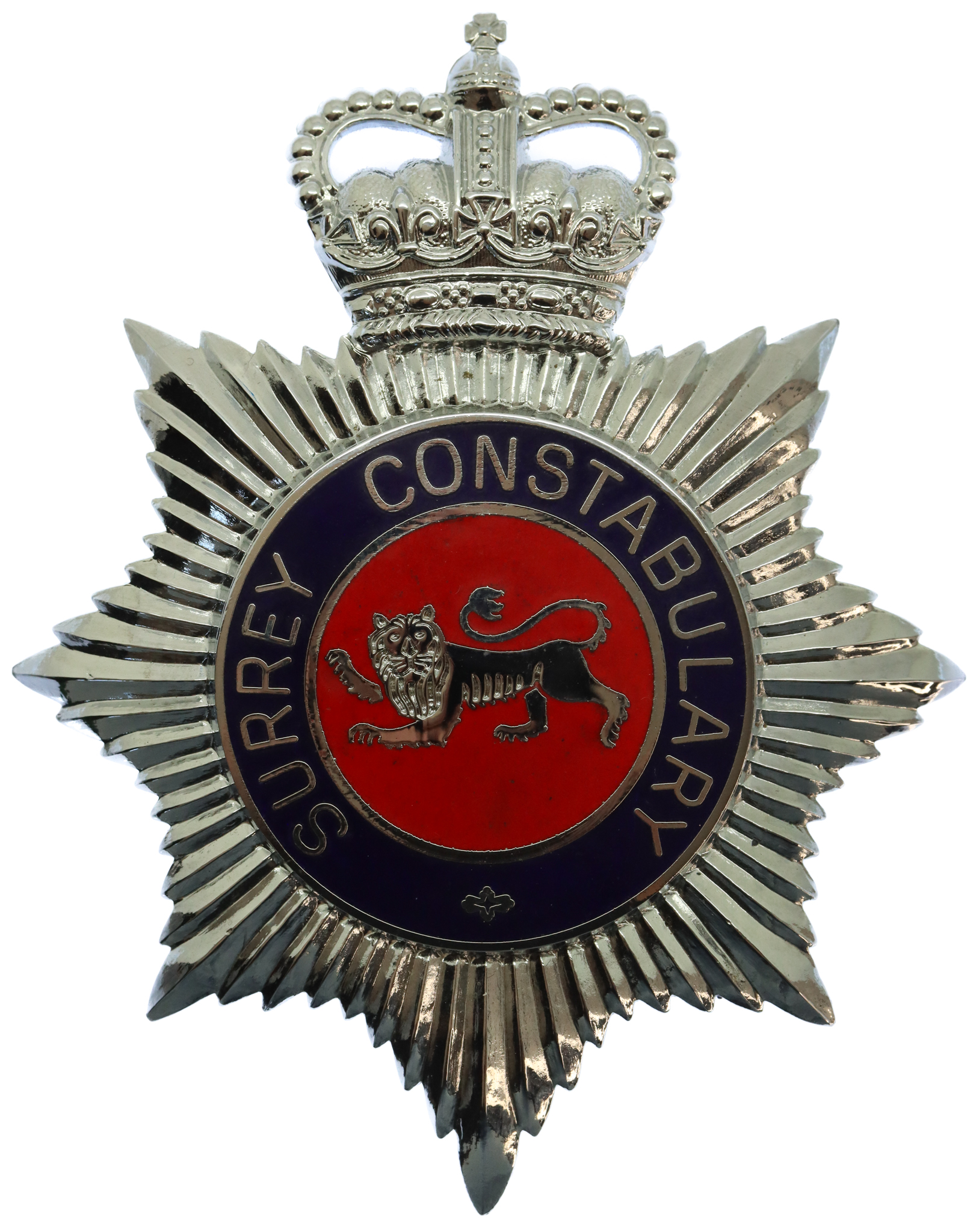 Surrey Constabulary Enamelled Helmet Plate - Queen's Crown