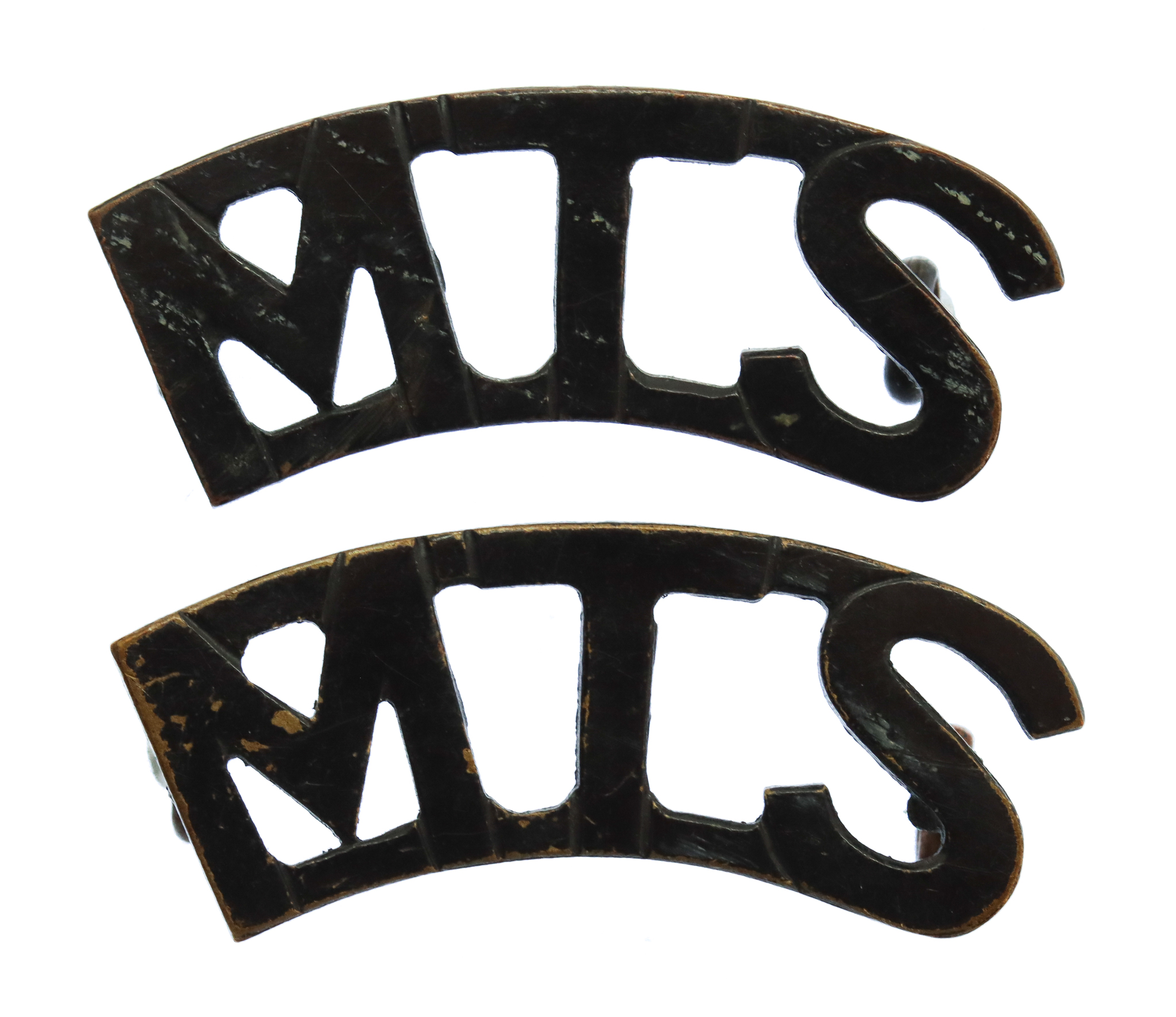 Scarce Pair of Merchant Taylors School, Crosby O.T.C. (M.T.S.) Shoulder Titles