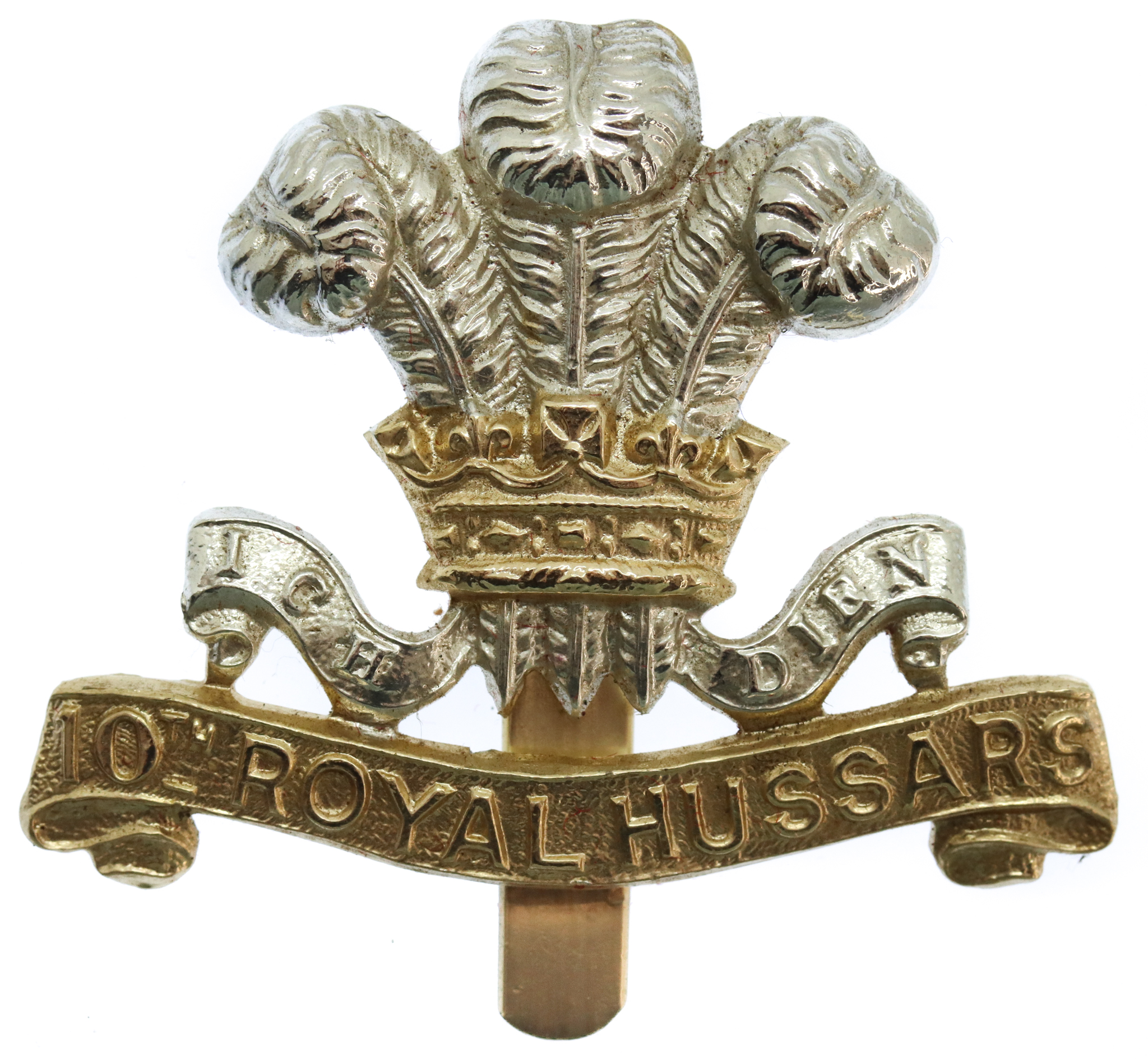 10th Royal Hussars Anodised (Staybrite) Cap Badge