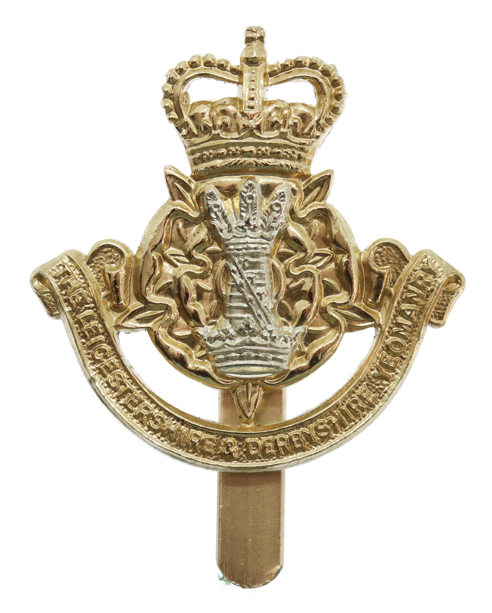 Leicestershire & Derbyshire Yeomanry Anodised (Staybrite) Cap Badge