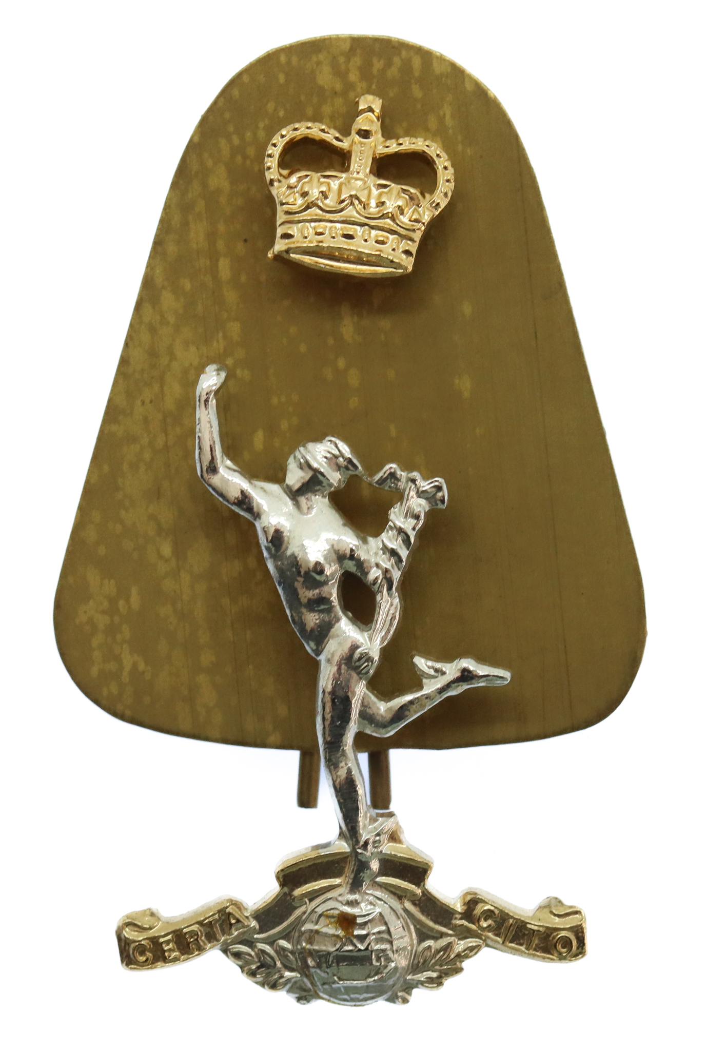 Royal Corps of Signals Anodised (Staybrite) Cap Badge - Queen's Crown