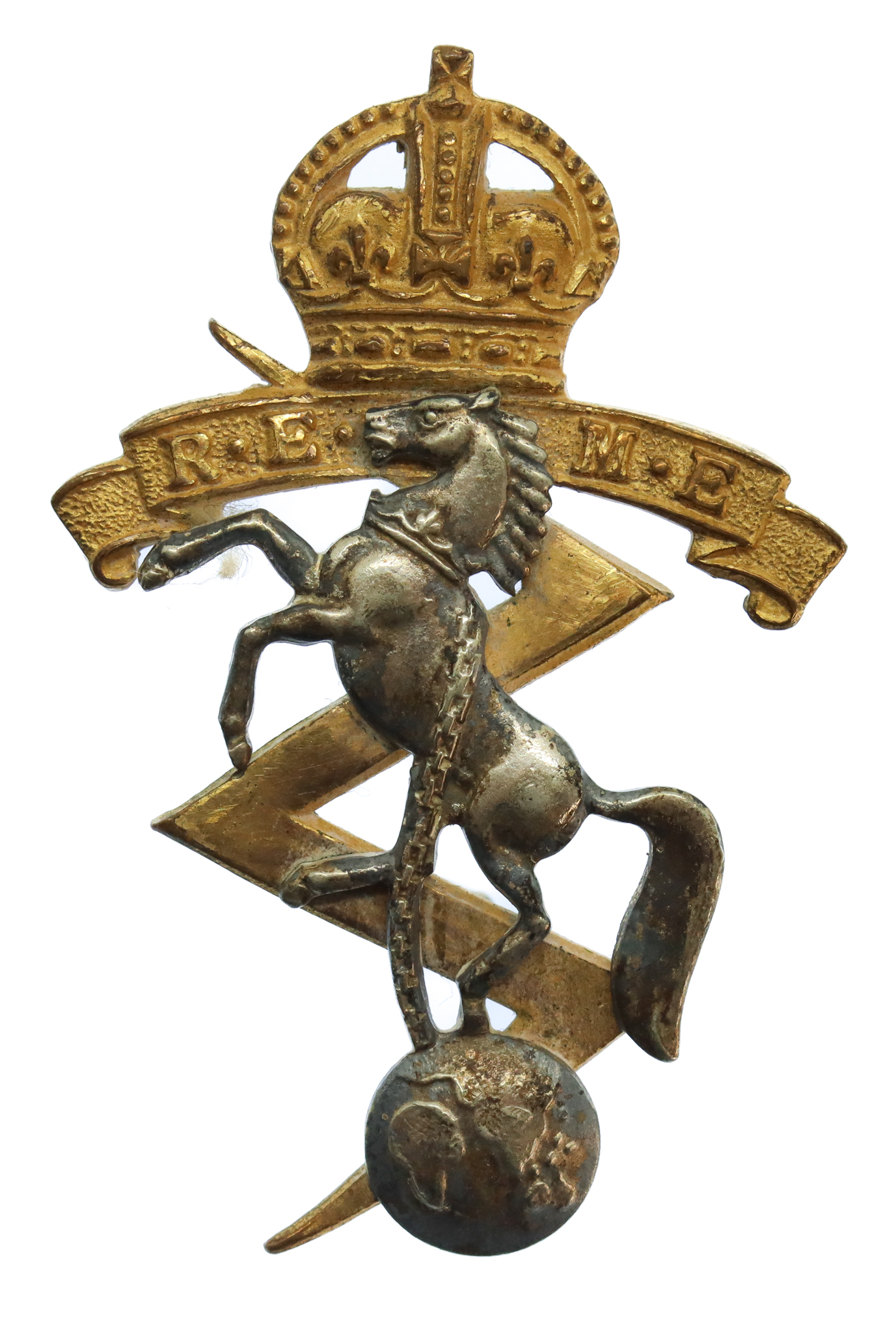 Royal Electrical & Mechanical Engineers (R.E.M.E.) Officer's Dress Cap Badge - King's Crown (2nd Pattern)