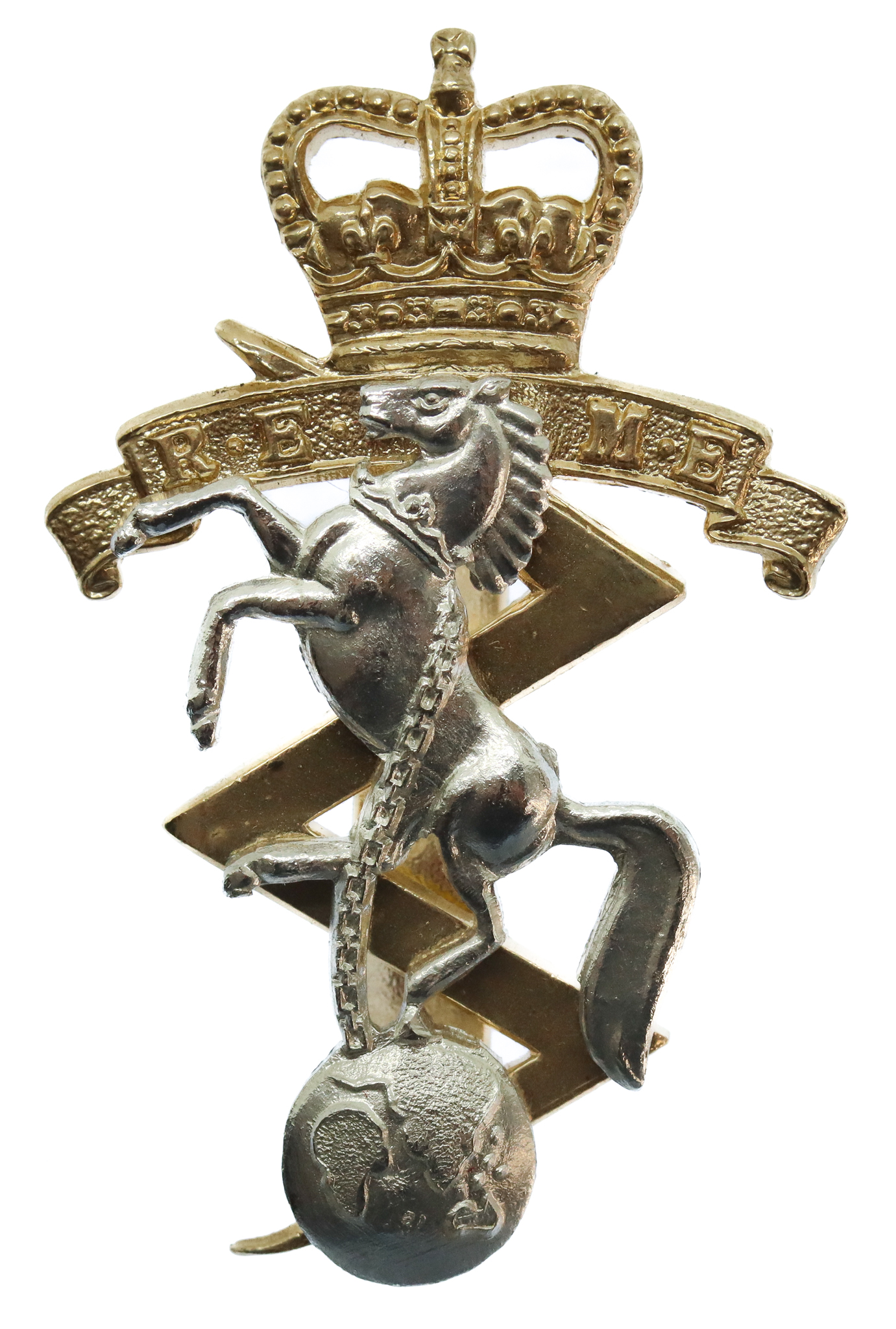 Royal Electrical & Mechanical Engineers (R.E.M.E.) Anodised (Staybrite) Cap Badge