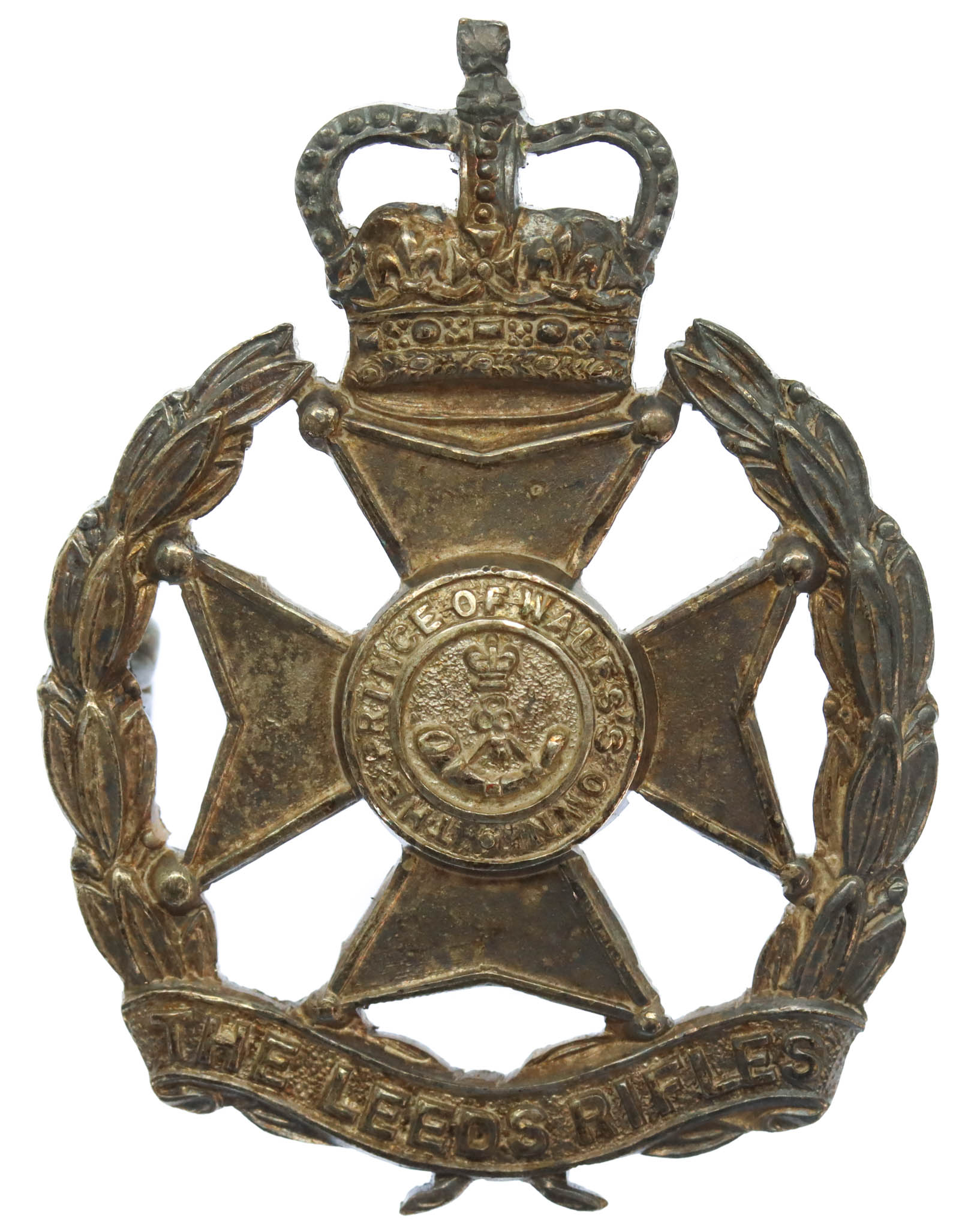 Prince of Wales's Own Regiment of Yorkshire (The Leeds Rifles) Officer's Silvered Cap Badge 