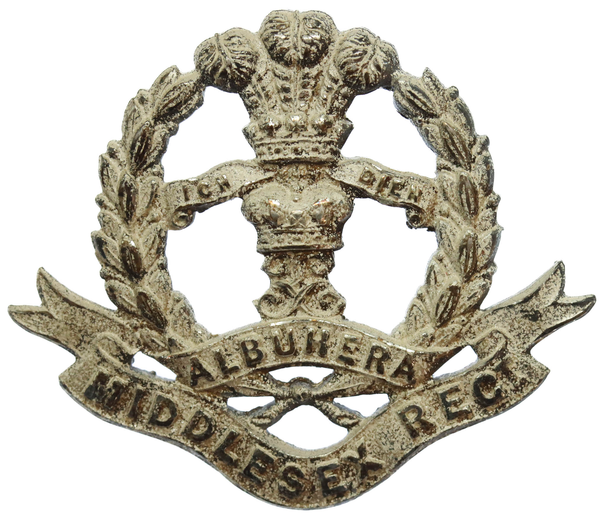 Middlesex Regiment Officer's Silver Plated Cap Badge