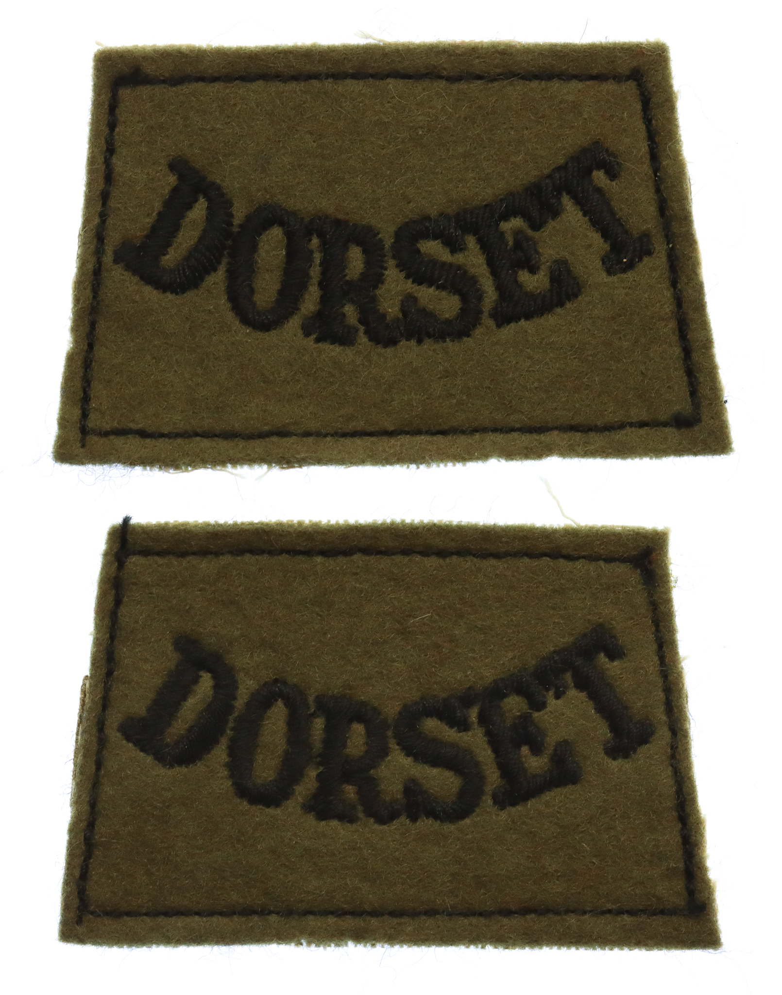 Pair of Dorsetshire Regiment (DORSET) Cloth Slip On Shoulder Title