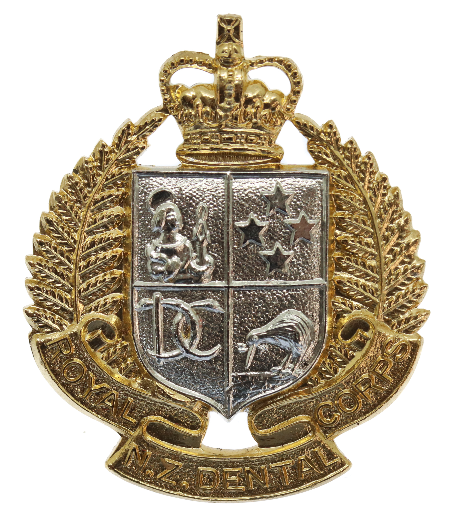 Royal New Zealand Dental Corps Anodised (Staybrite) Cap Badge