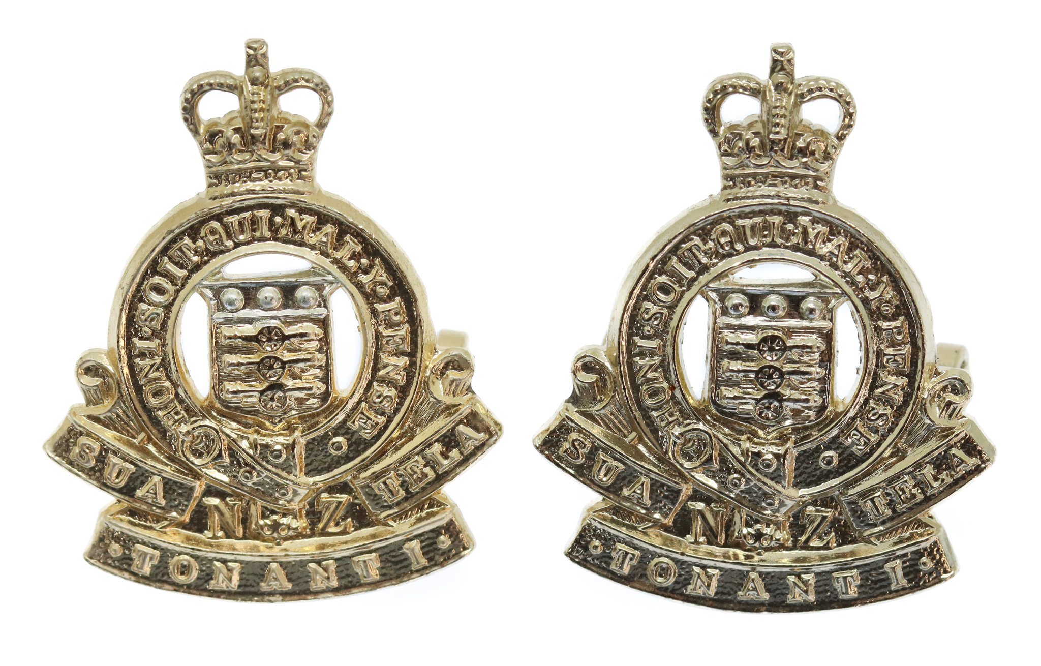 Pair of Royal New Zealand Ordnance Corps Anodised (Staybrite) Collar Badges