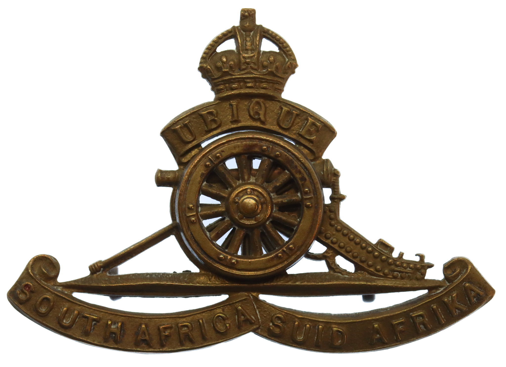 South African Artillery Cap Badge - King's Crown (Revolving Wheel)