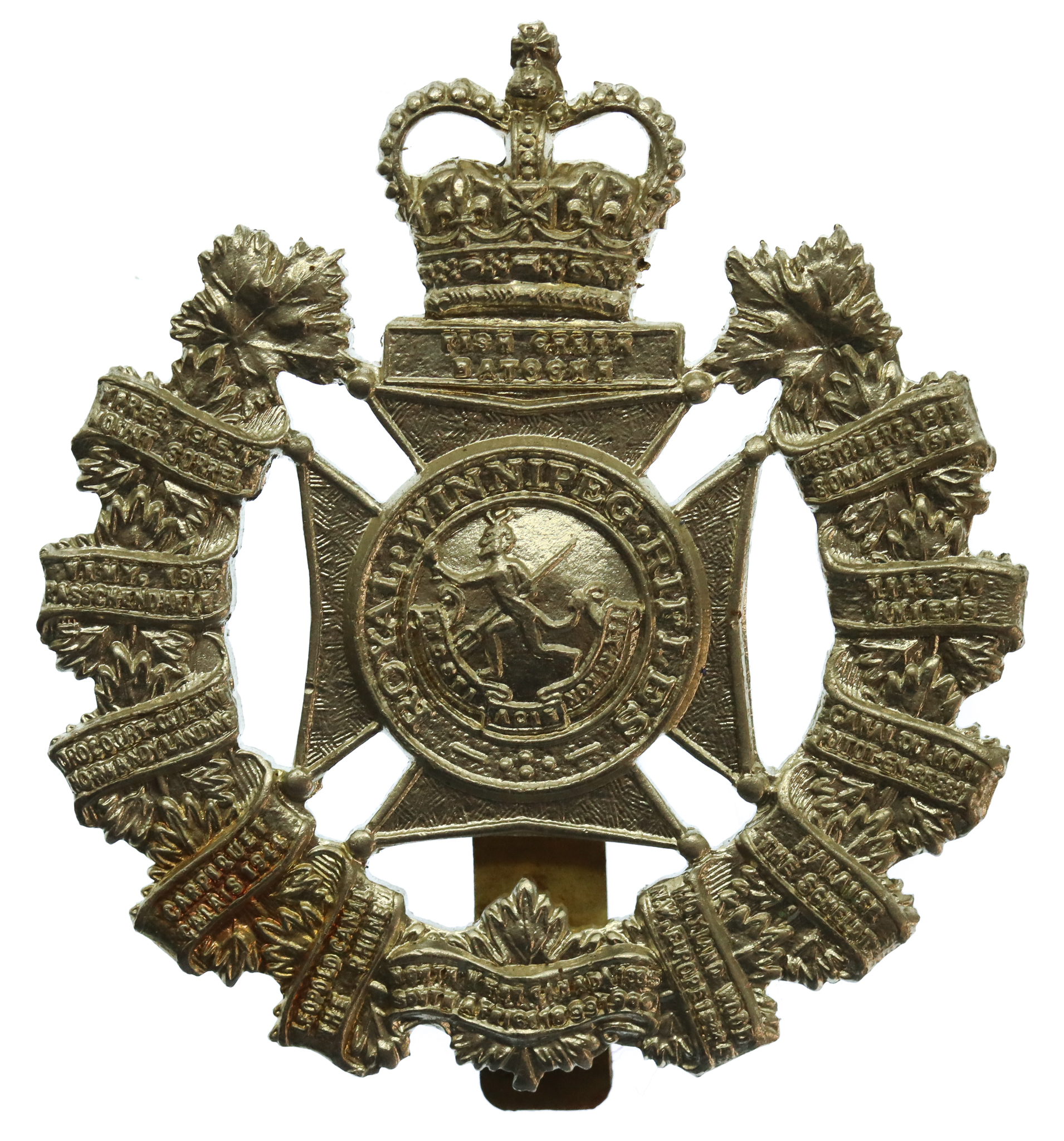 Canadian Royal Winnipeg Rifles Cap Badge - Queen's Crown