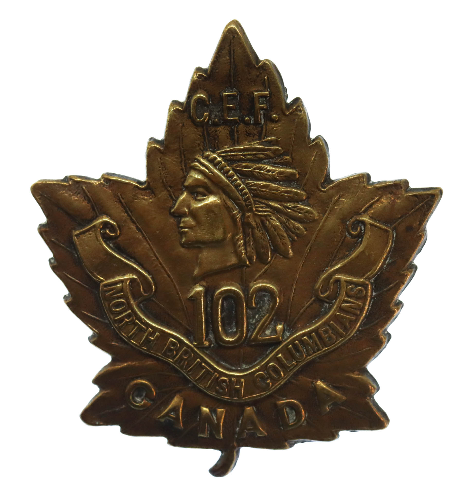 Canadian 102nd Infantry Bn. (North British Columbians) WW1 CEF Collar Badge