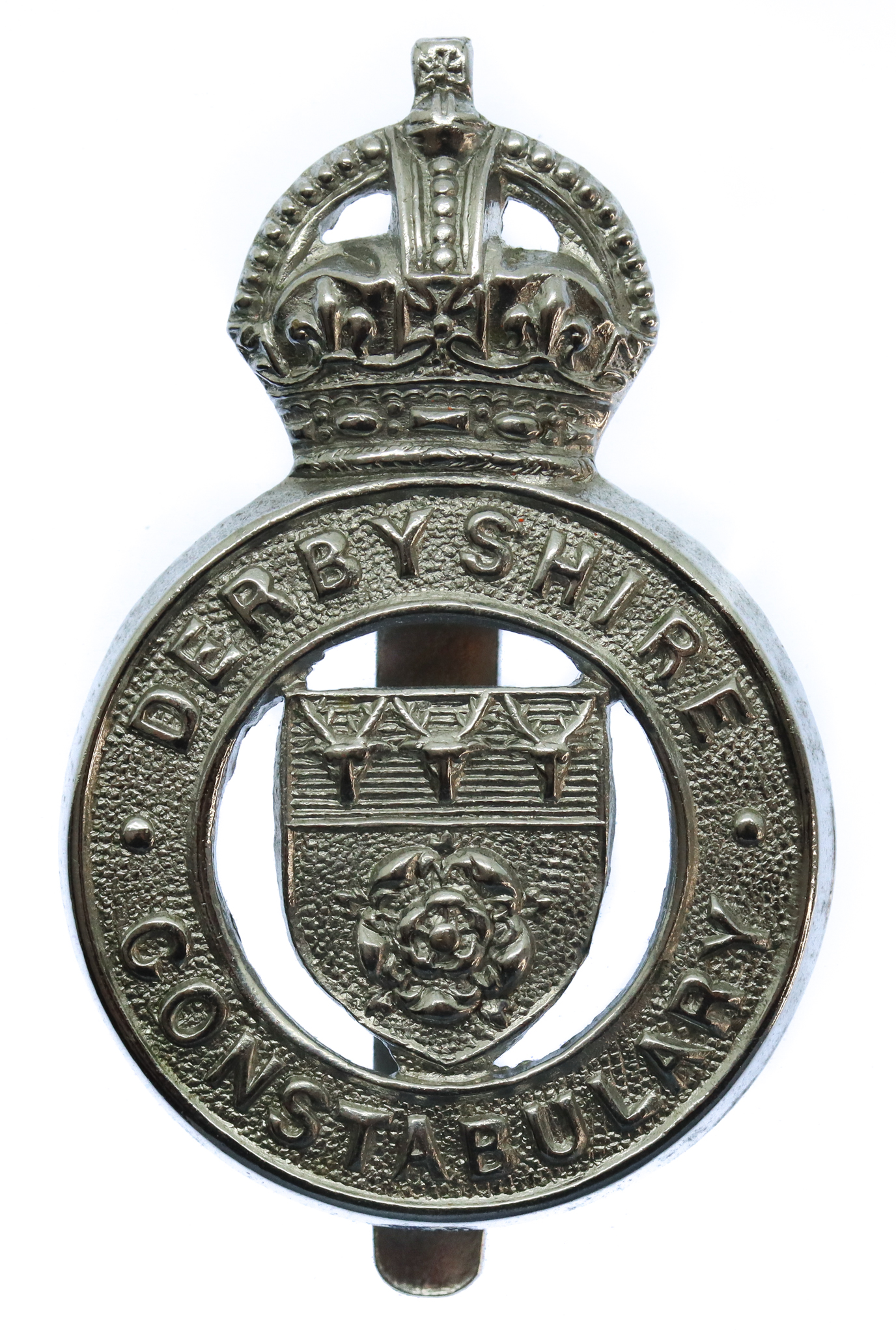 Derbyshire Constabulary Cap Badge - King's Crown 