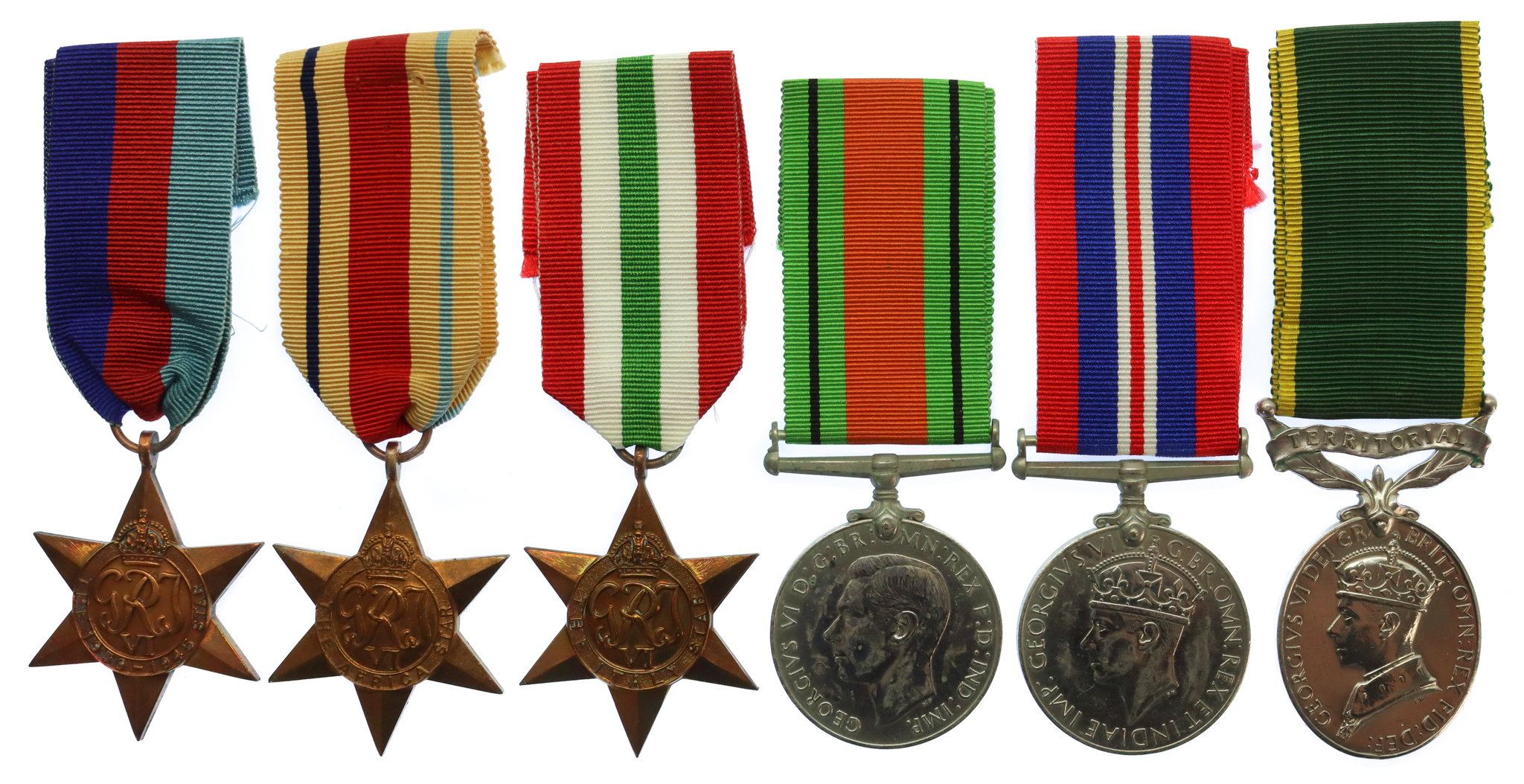 WW2 Territorial Efficiency Medal Group of Six - Pte. P. Duffy, Loyals (Previously R.A.C.) - Wounded