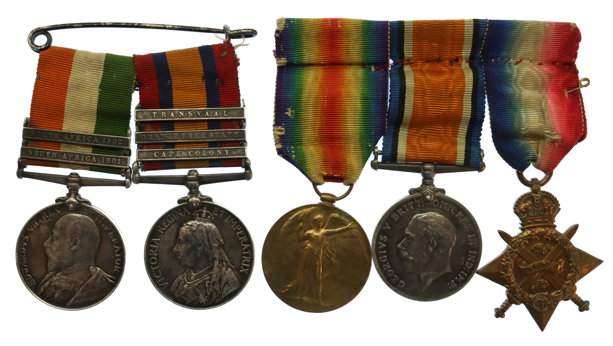 QSA (3 Clasps), KSA (2 Clasps), 1914 Mons Star, British War & Victory Medal Group of Five - Sjt. R. Larkin, Royal Berkshire Regiment