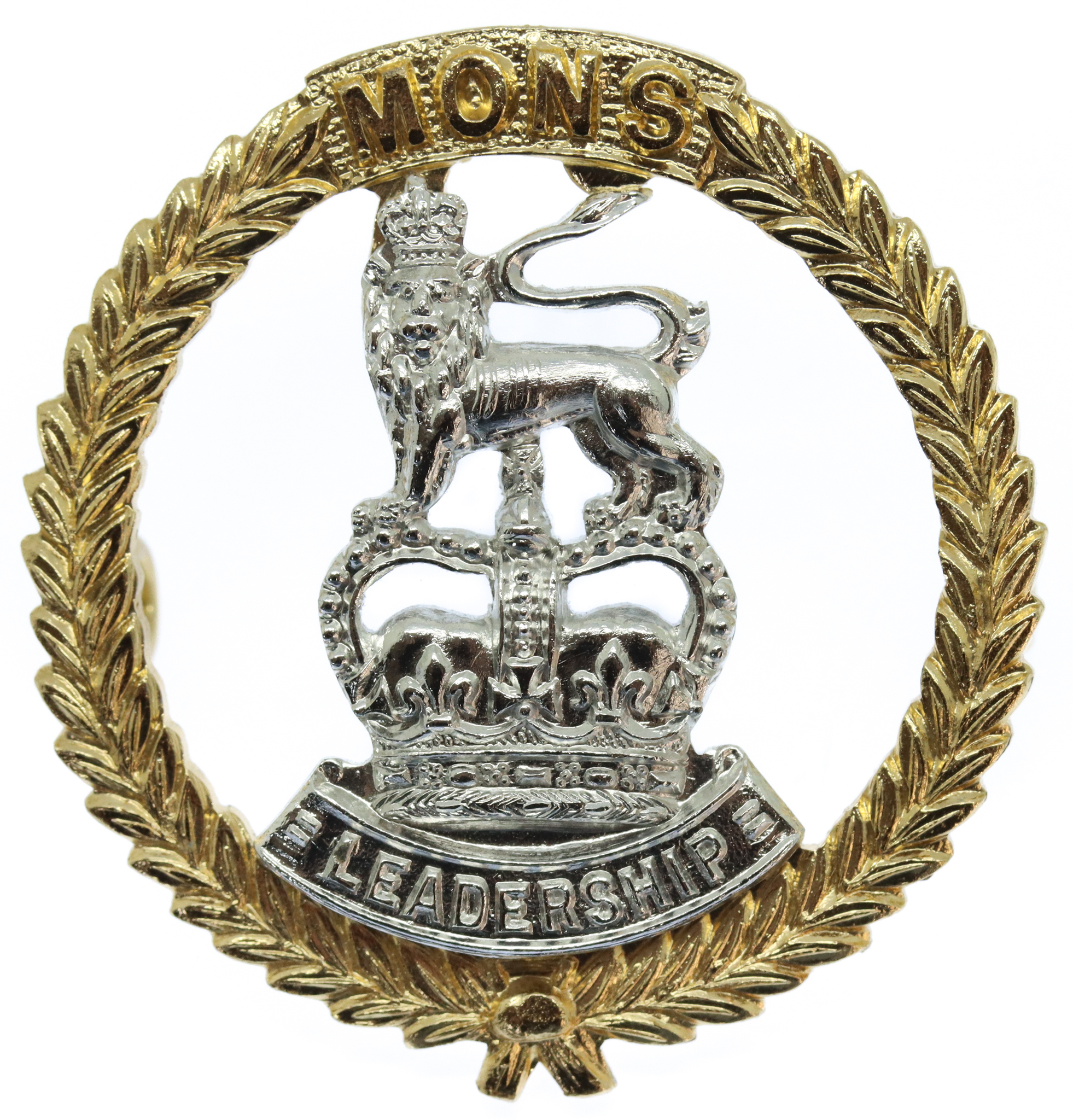 Mons Officer Cadet School Anodised (Staybrite) Cap Badge