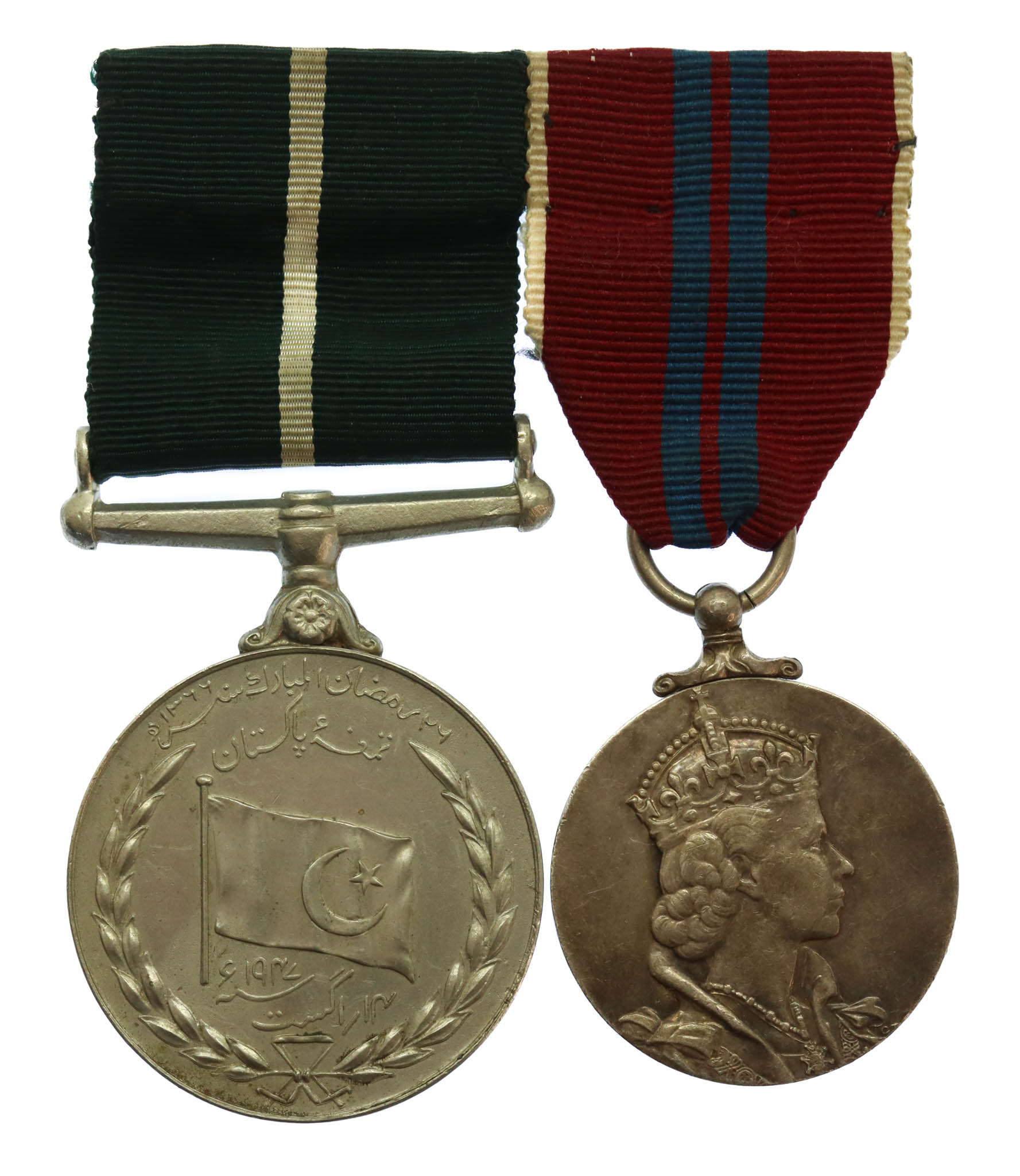 1947 Pakistan Independence Medal & 1953 Coronation Medal Pair - Sajawal Khan FC 377