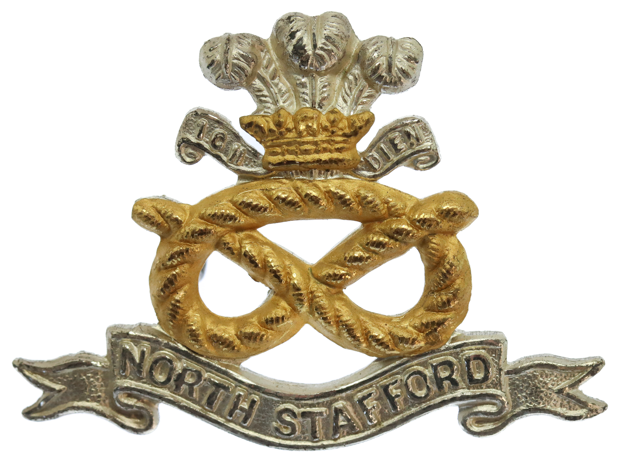 North Staffordshire Regiment Officer's Silvered & Gilt Cap Badge