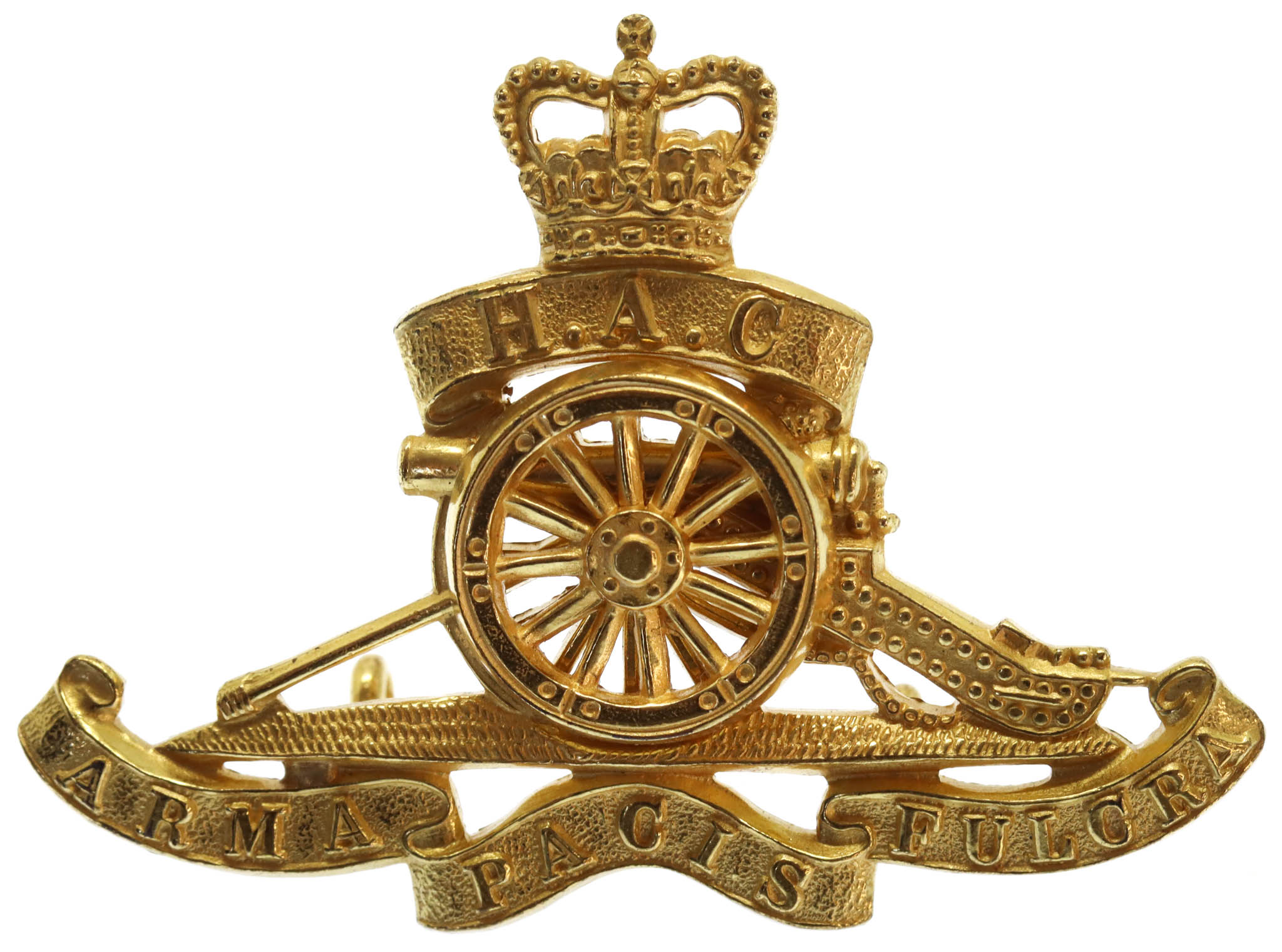 Honourable Artillery Company (H.A.C.) Officer's Gilt Cap Badge - Queen's Crown
